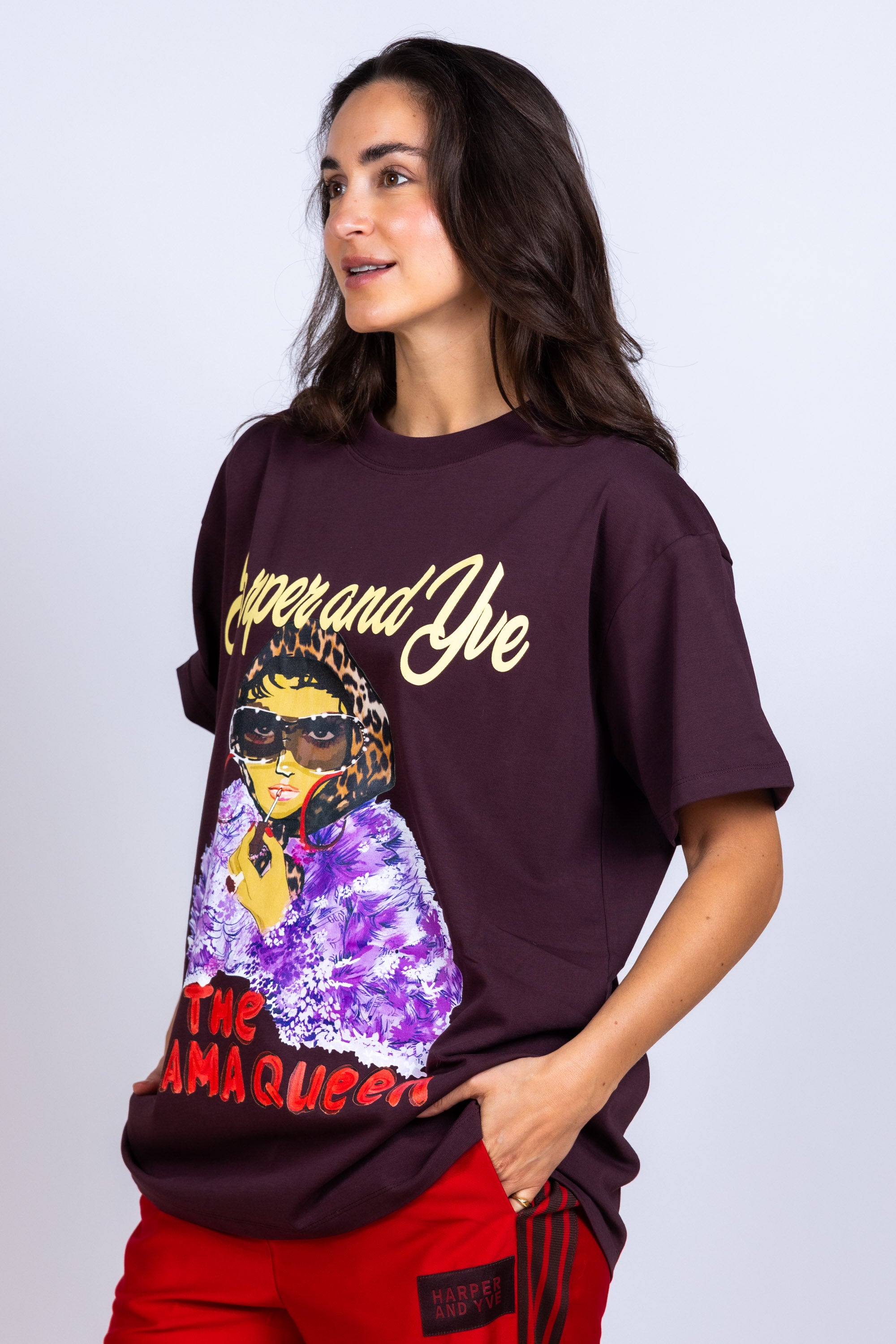 T-shirt met print - Bruin