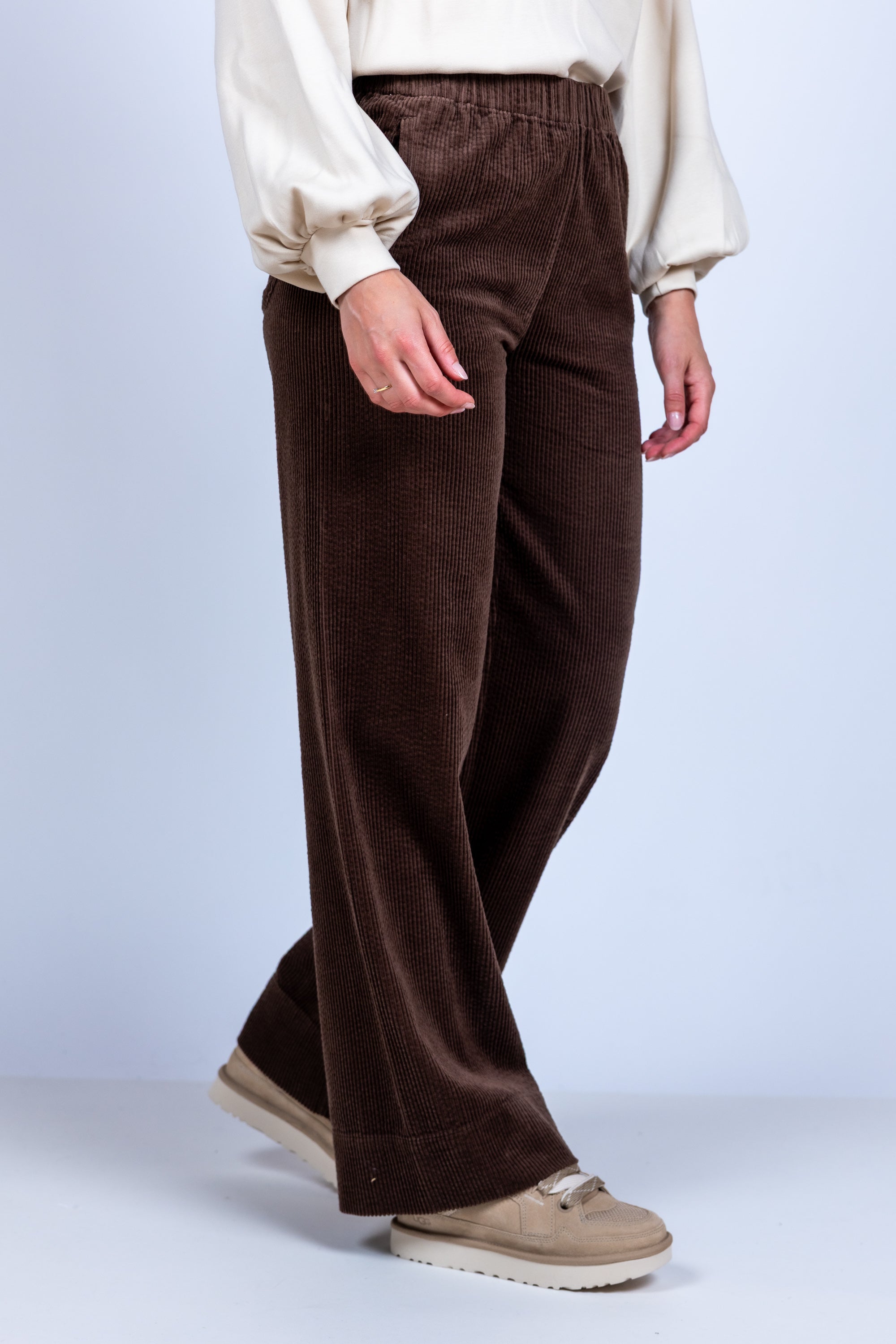 Broek met ribstructuur - Bruin