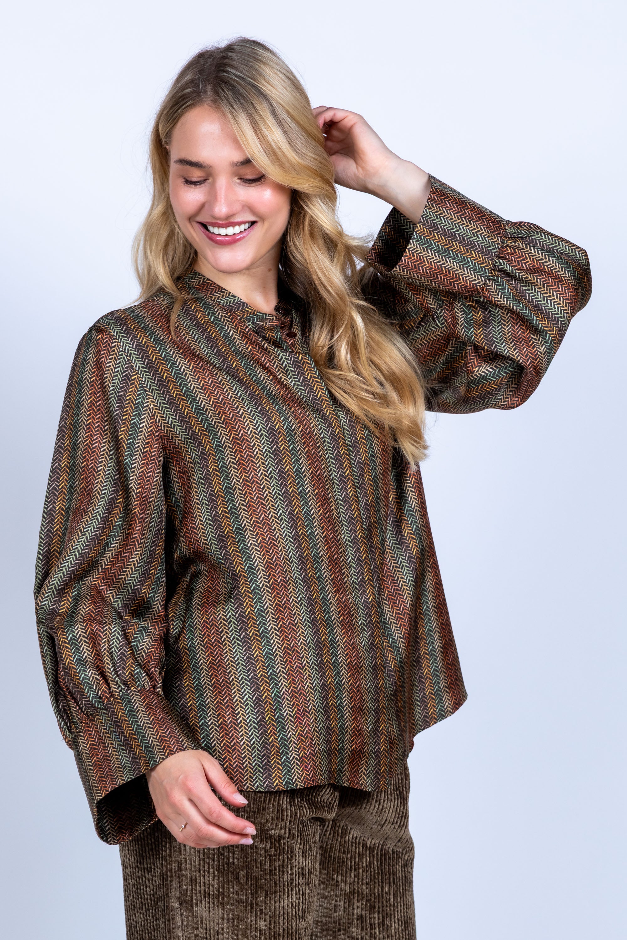 Blouse met patroon - Olijfgroen