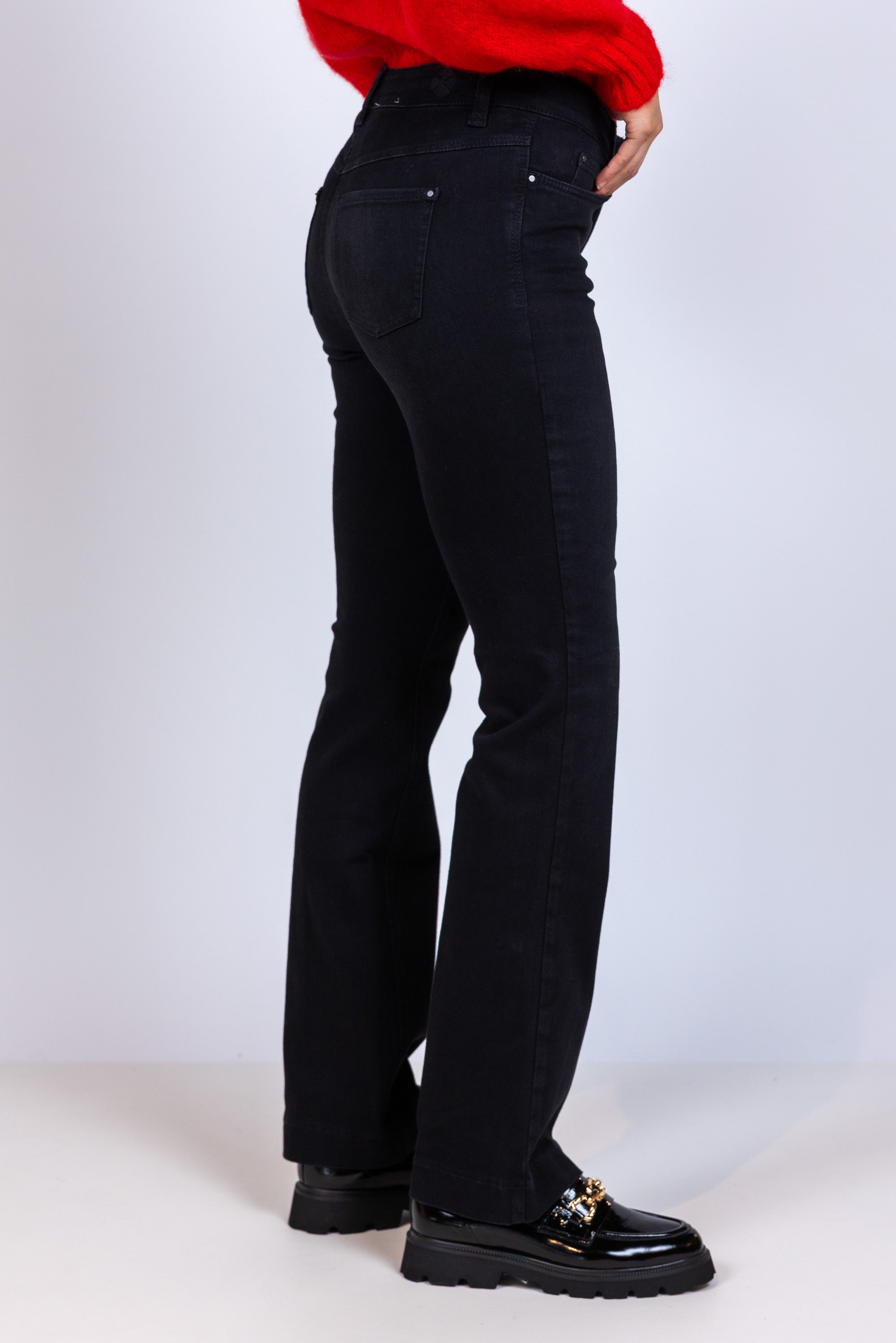 Broek met wijde pijpen - Black denim