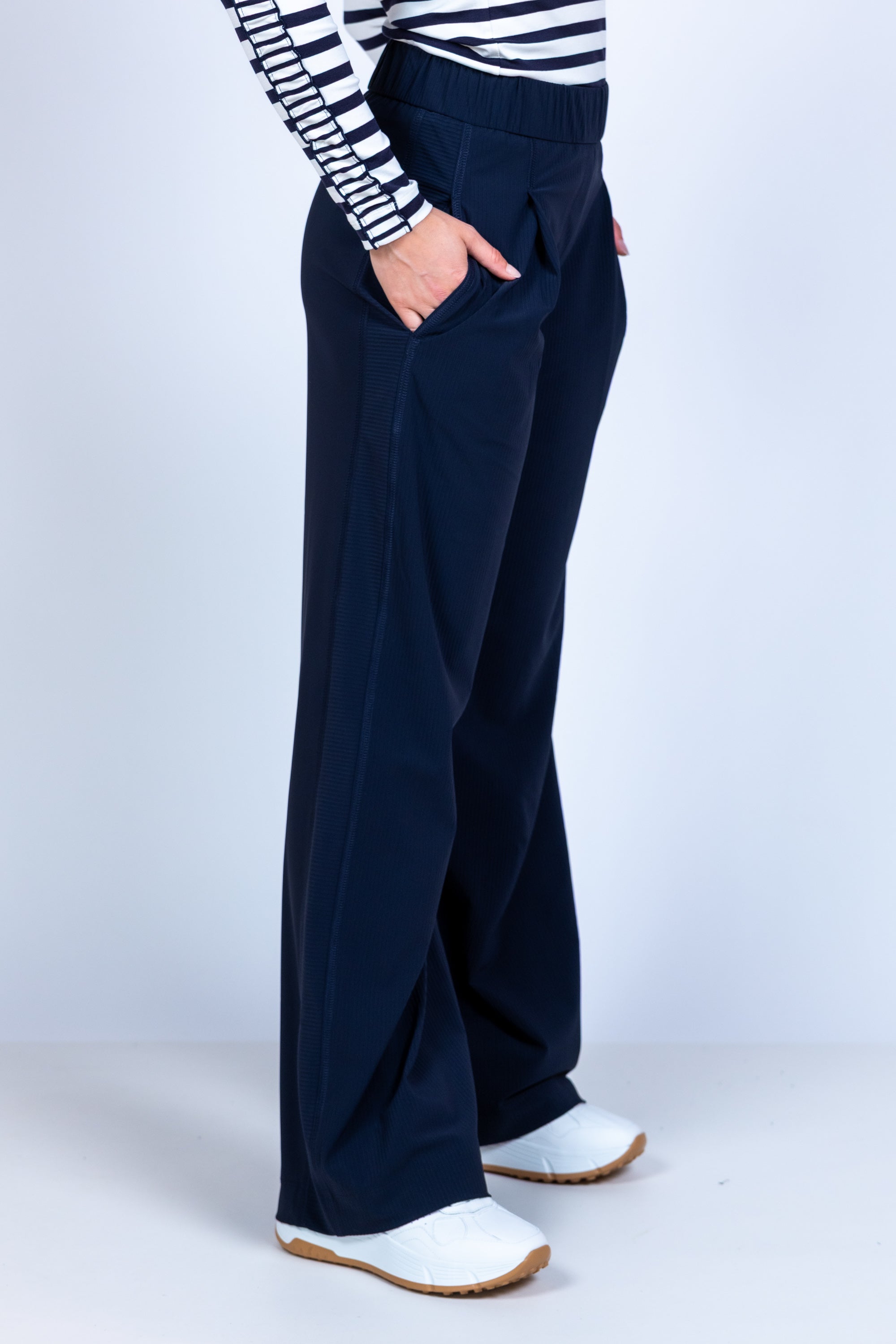 Wijde broek met plooien - Marine