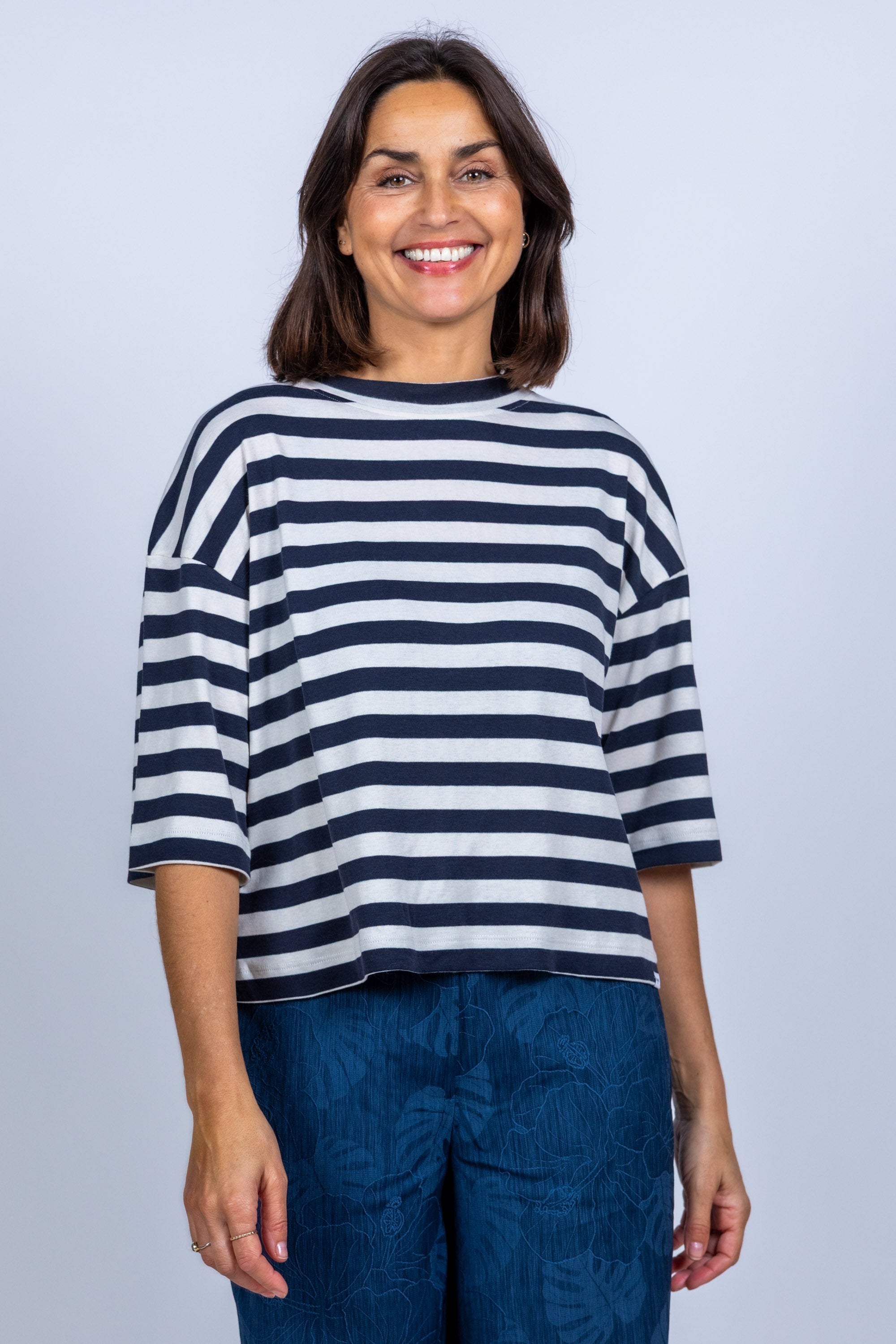 T-shirt met strepen - Marine