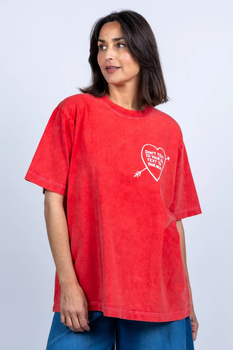 ELITE ELITE 107TEXT-TEE OVER T-shirt met print - Rood