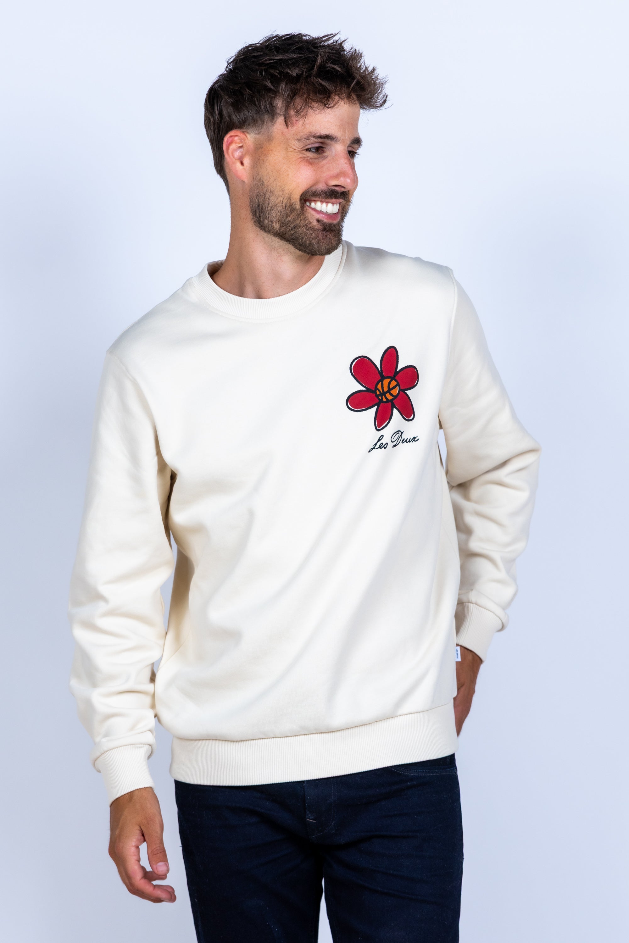 Sweater met bloem - Ecru