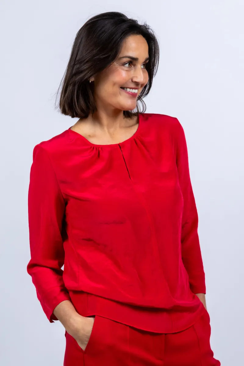 LUISA CERANO Blouse met ronde hals - Rood