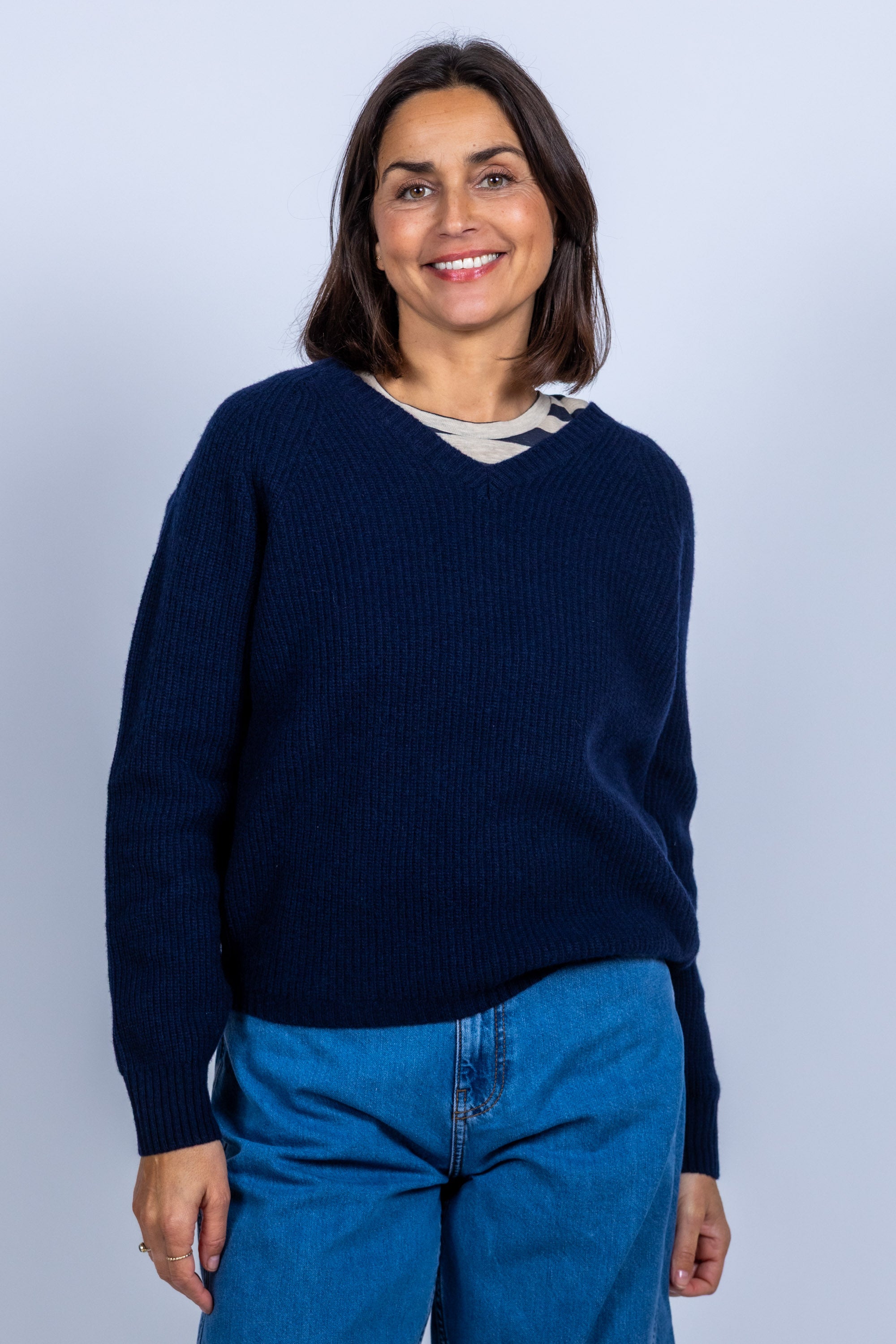 Trui met V-hals - Marine