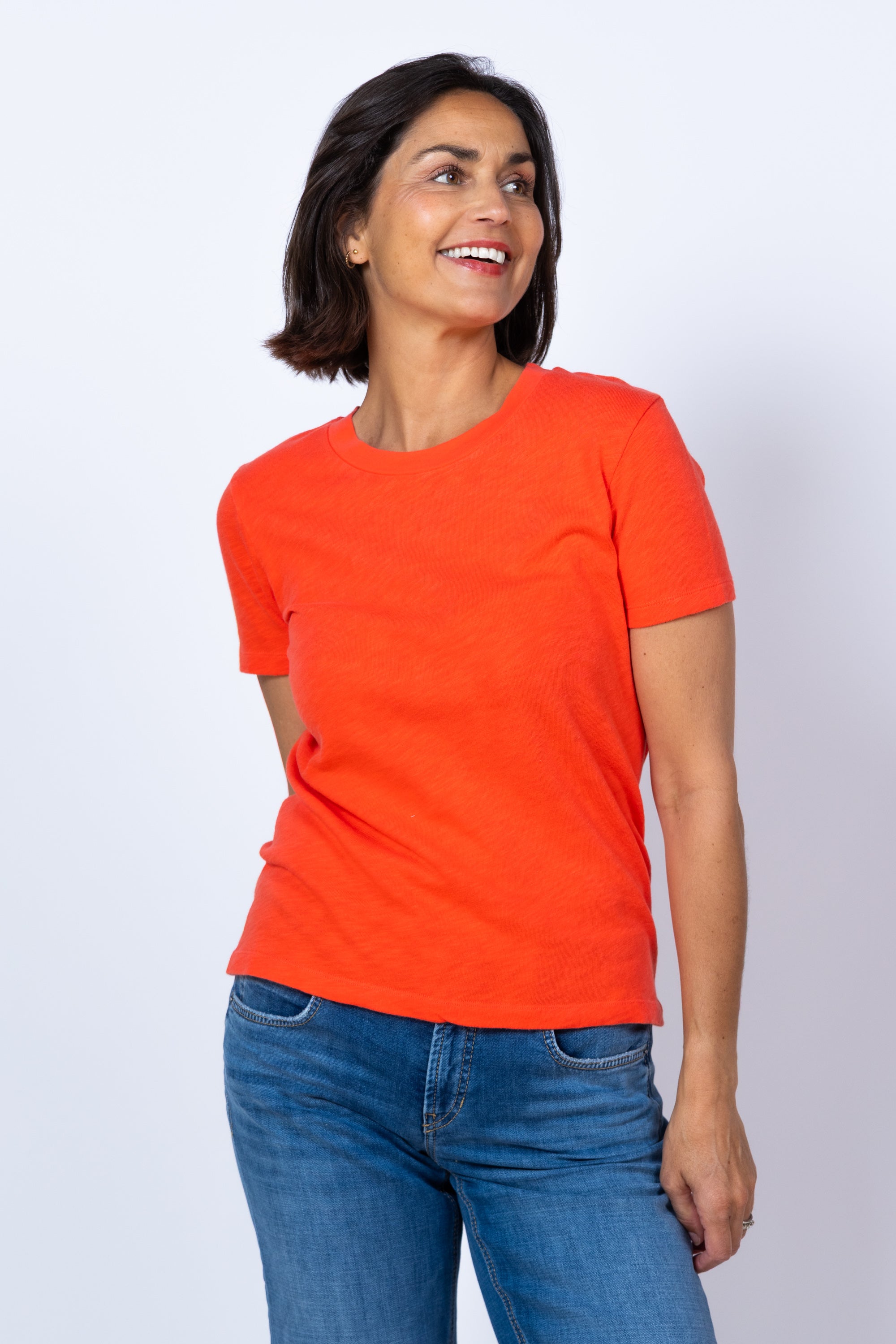 T-shirt met ronde hals - Koraalroze