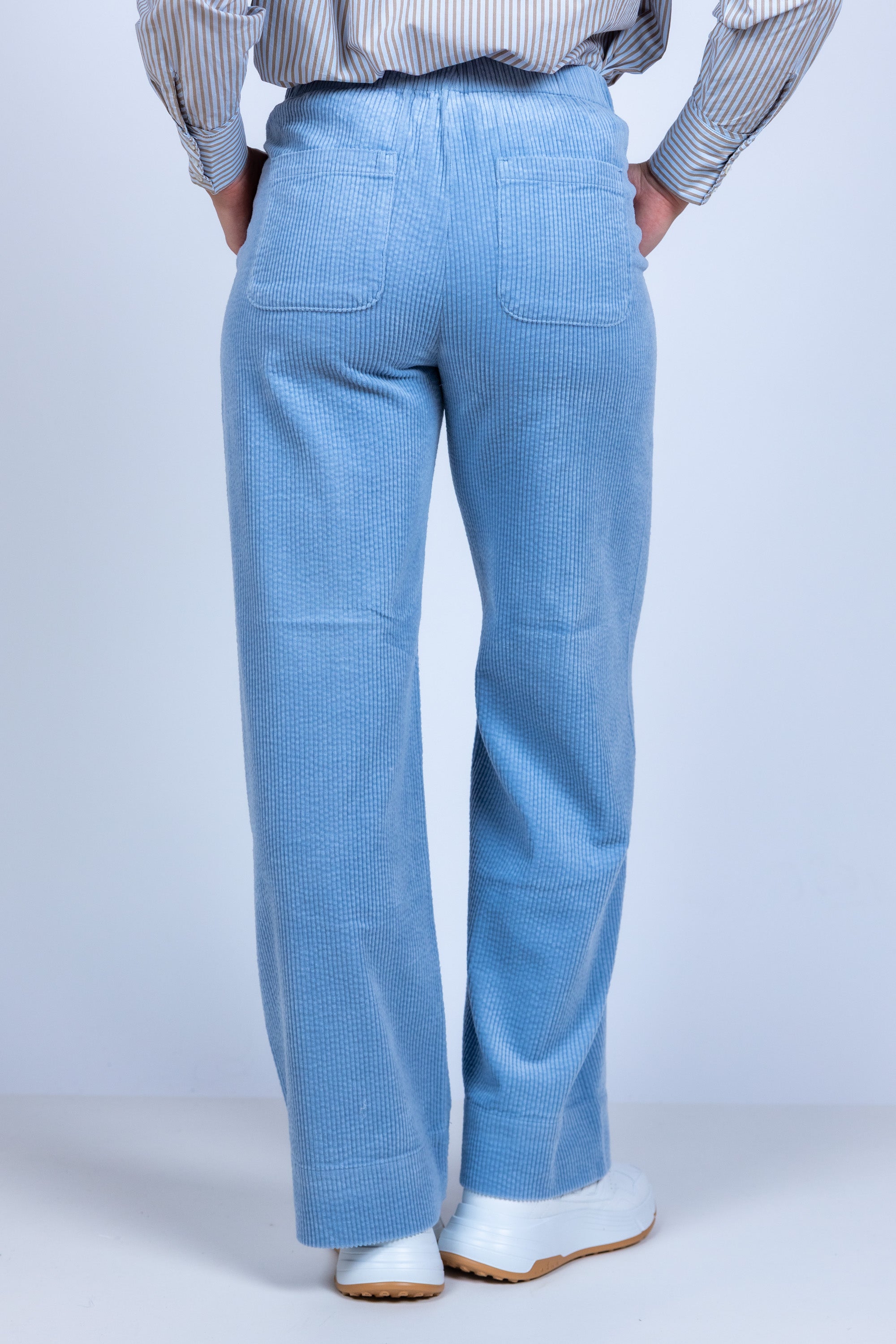 Broek met ribstructuur - Bleu