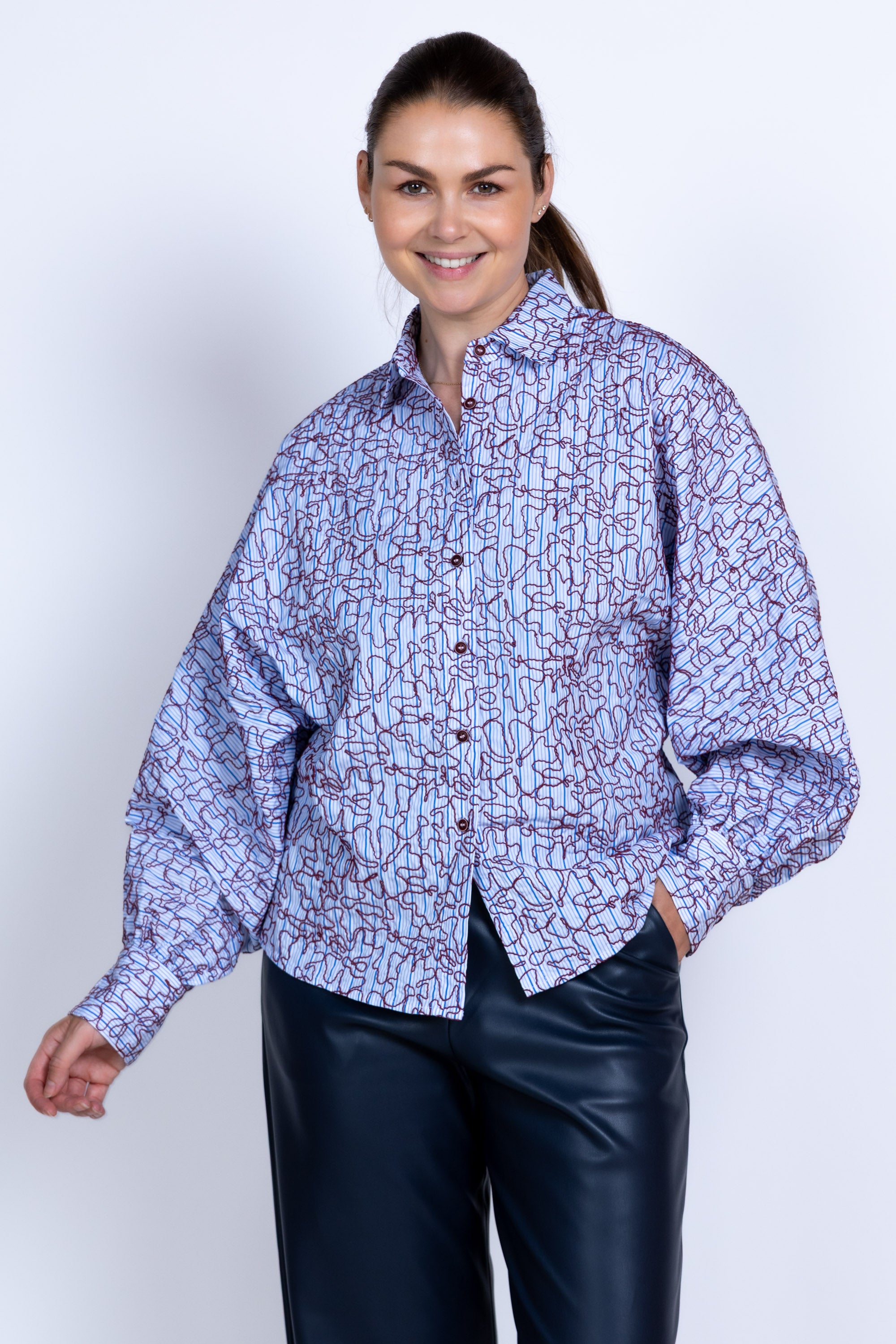 Blouse met print - Bleu