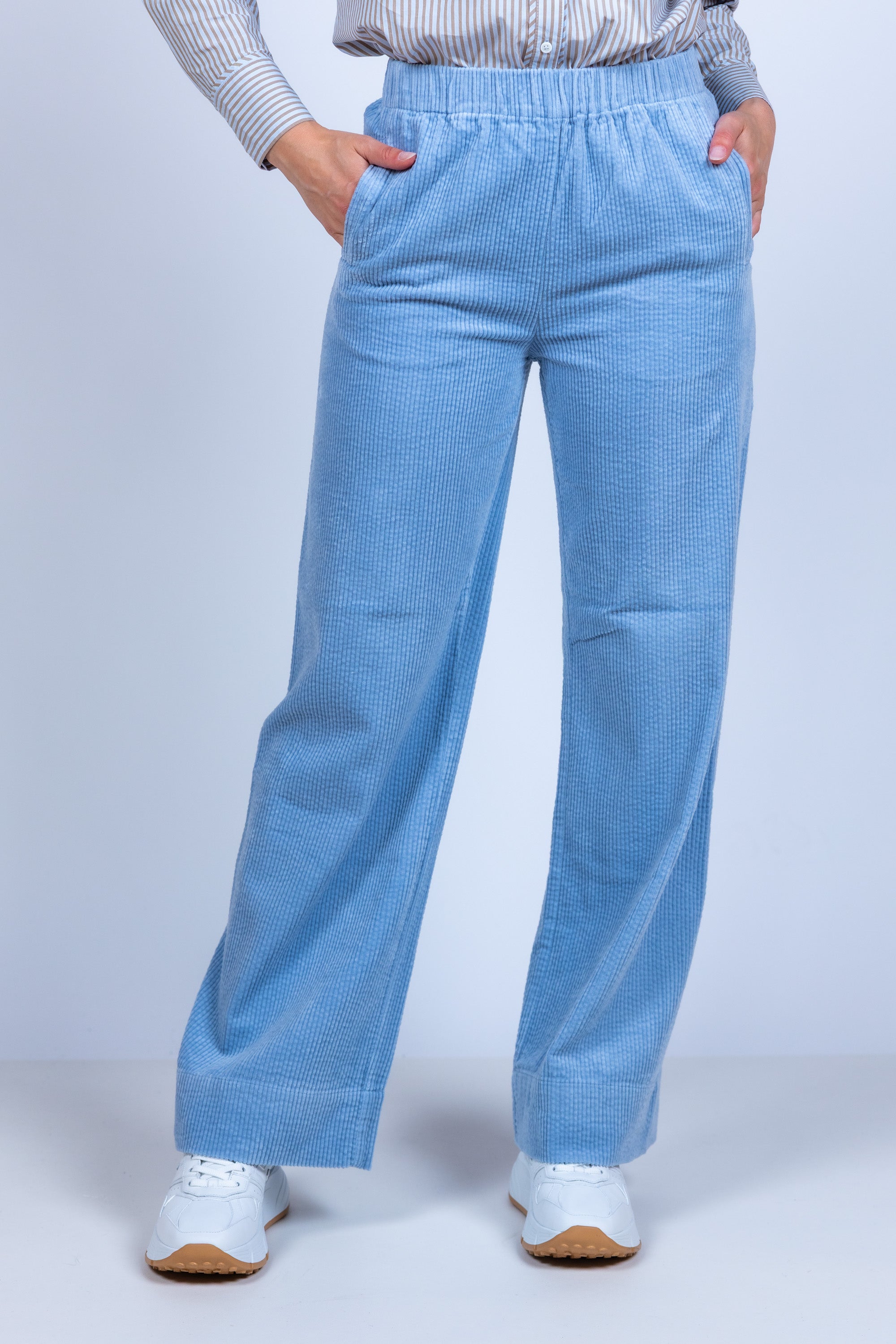 Broek met ribstructuur - Bleu