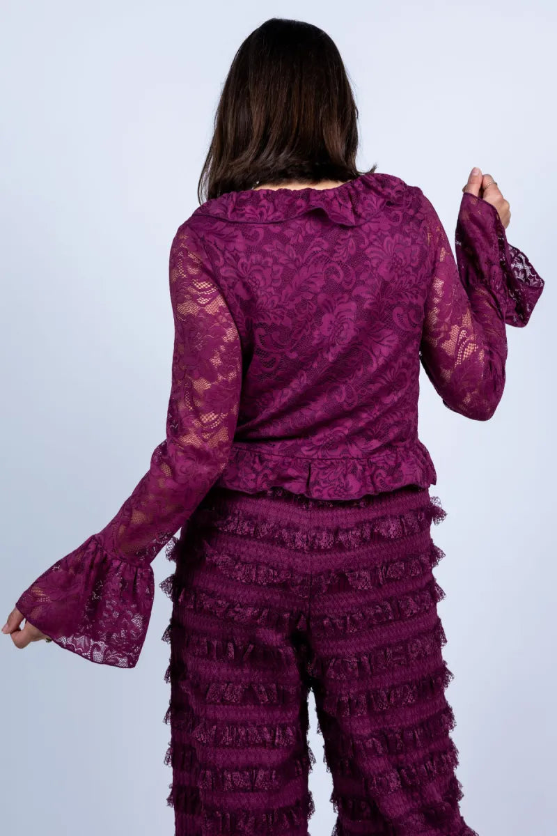HARPER & YVE HARPER & YVE HS6P606 HARPER & YVE HS6P606 Blouse met kant - Burgundy