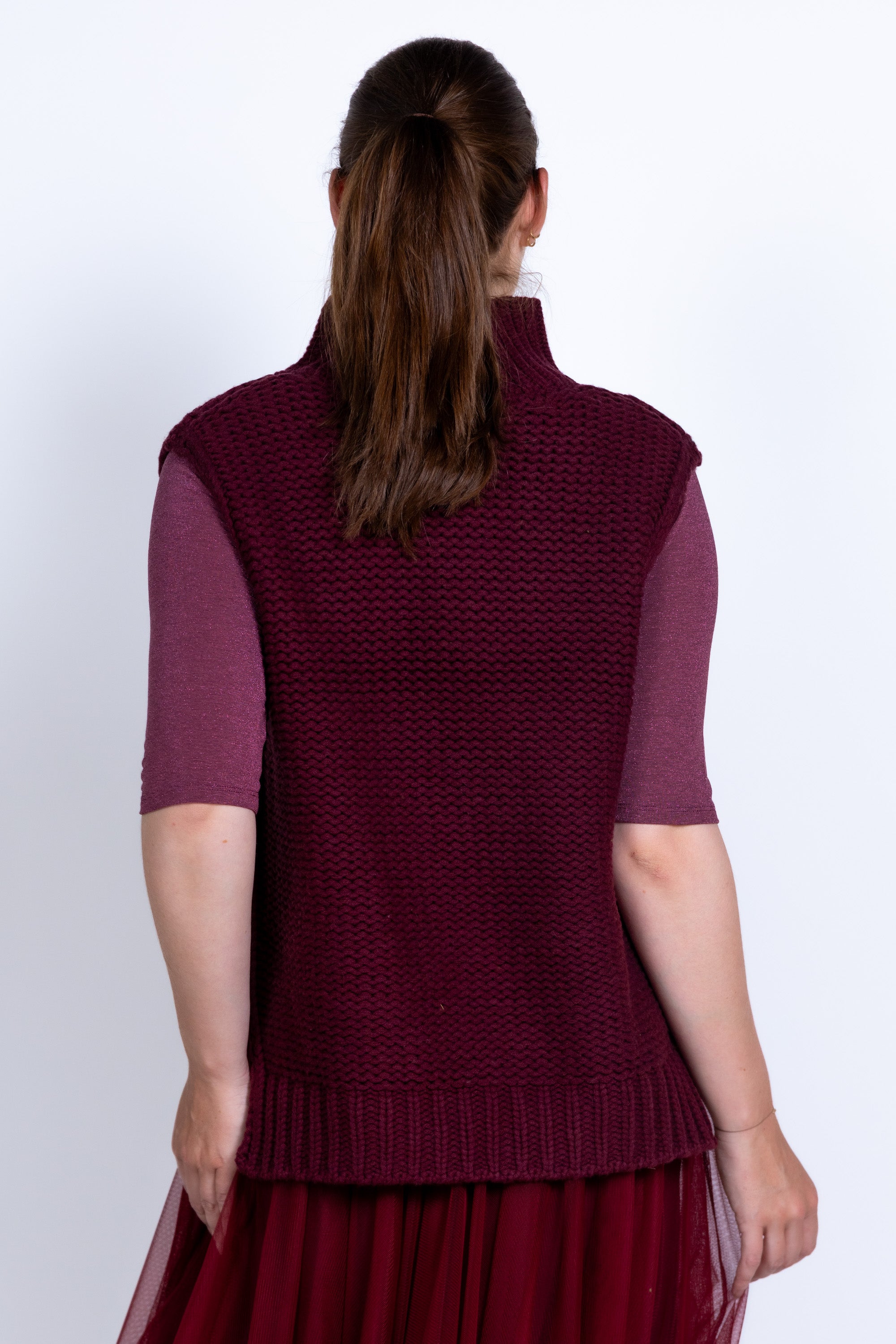 Gebreide spencer - Burgundy