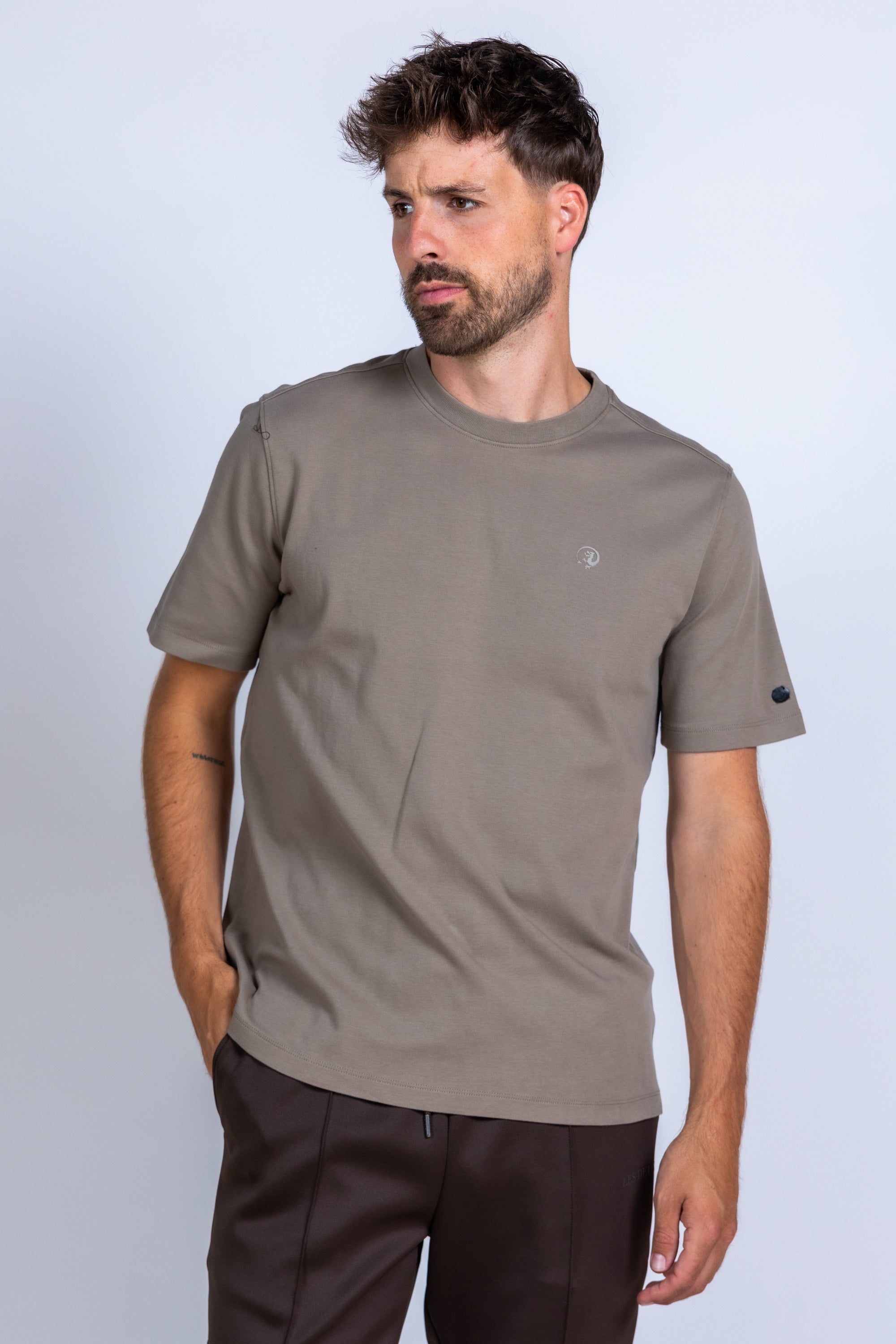 T-shirt met ronde hals - Zand