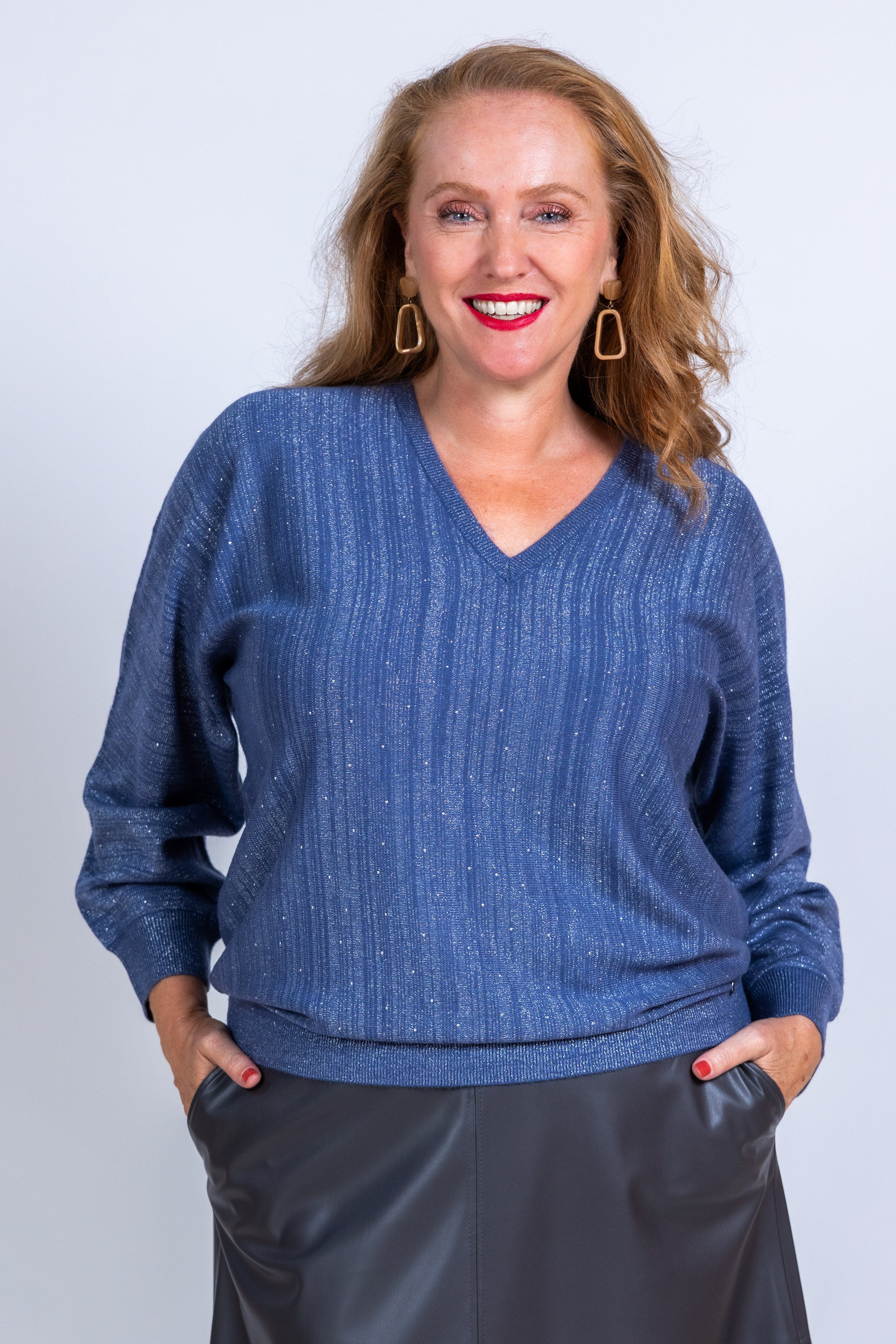 Trui met V-hals - French blue
