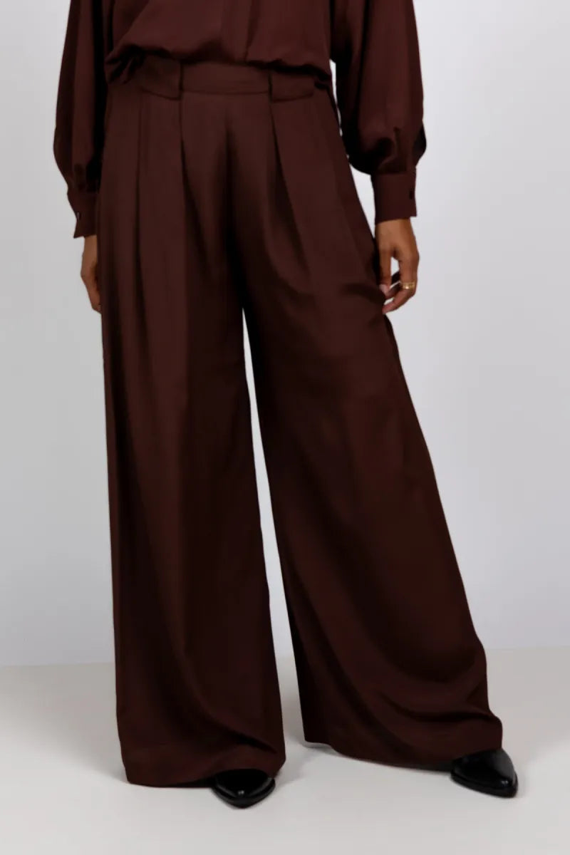 MOMONI MOMONI ASPEN MO13 Wijde pantalon - Bruin