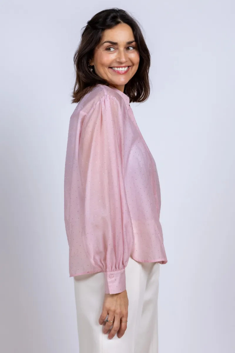 LUISA CERANO Blouse met strass - Roze