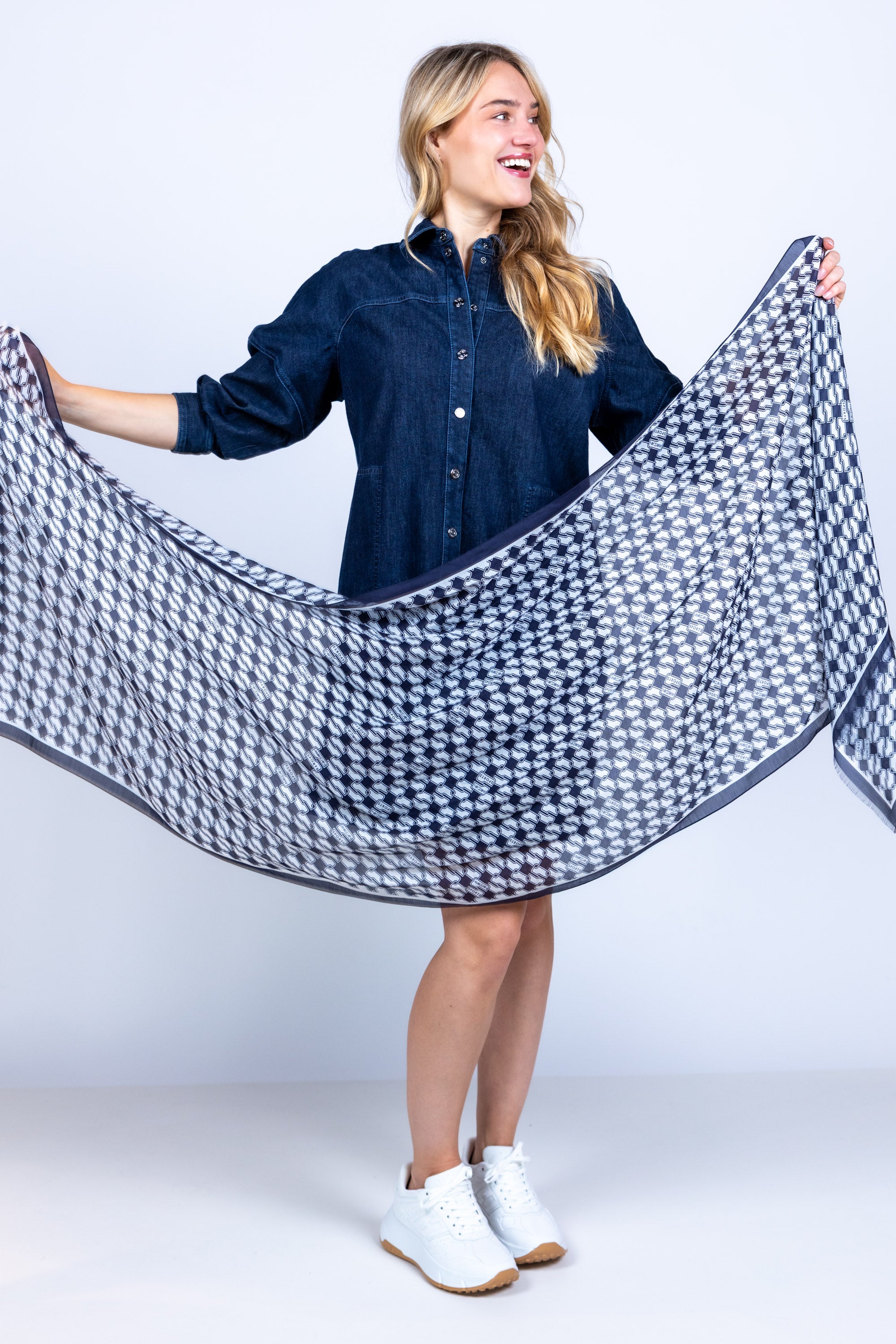 Sjaal met print - Marine
