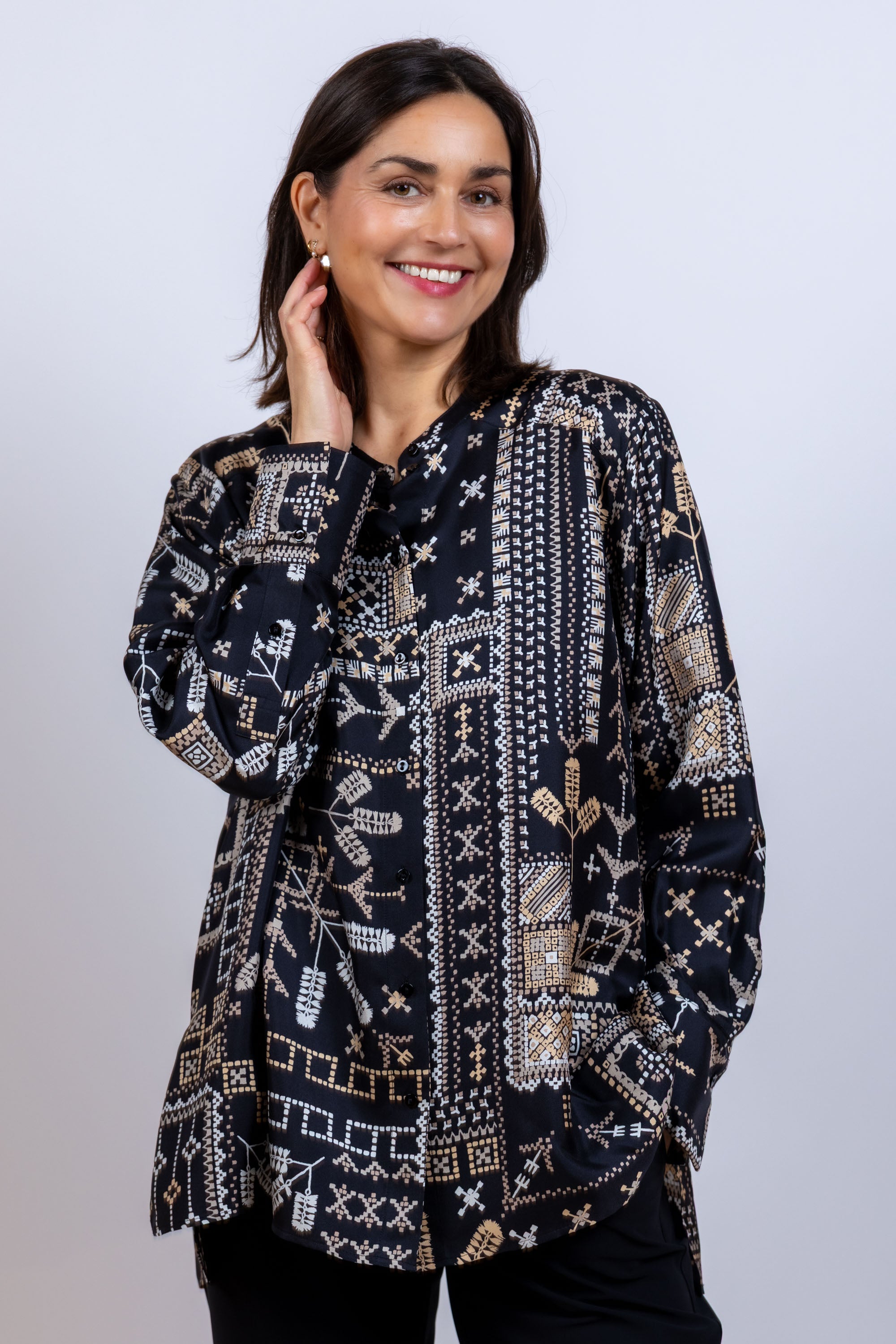 Blouse met print - Zwart