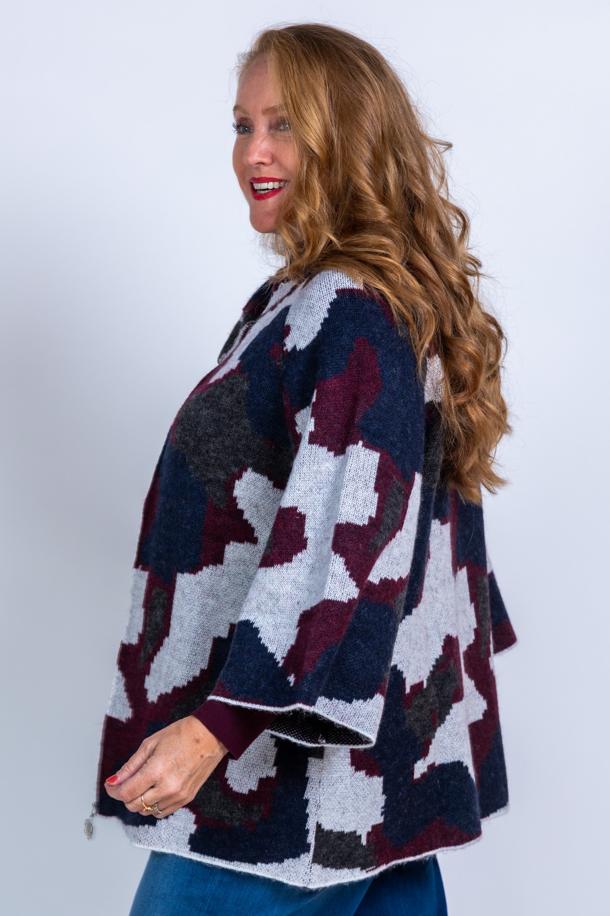 Jasje met print - Donkerbordeaux