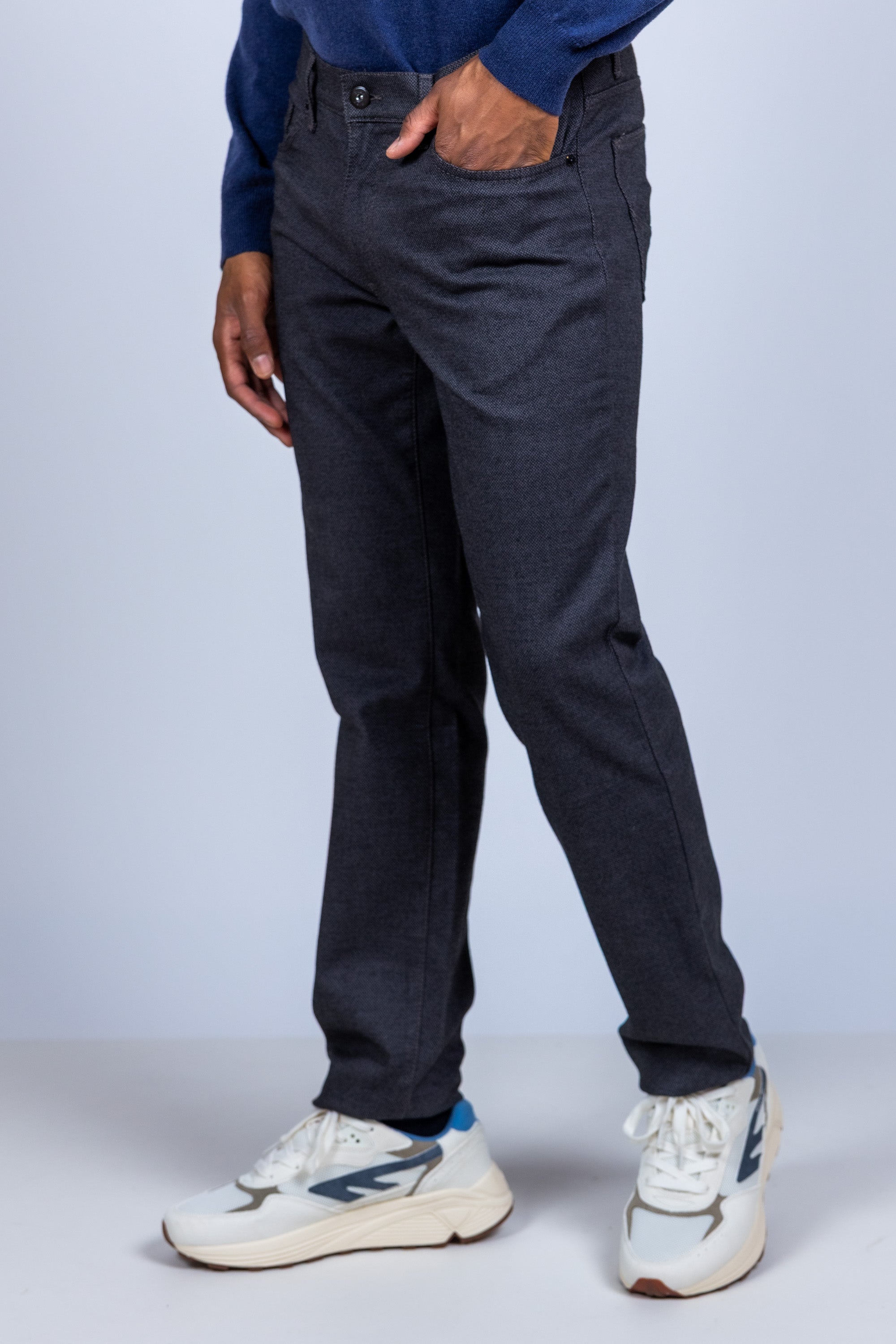 Broek met een knoop- en ritssluiting - Antraciet