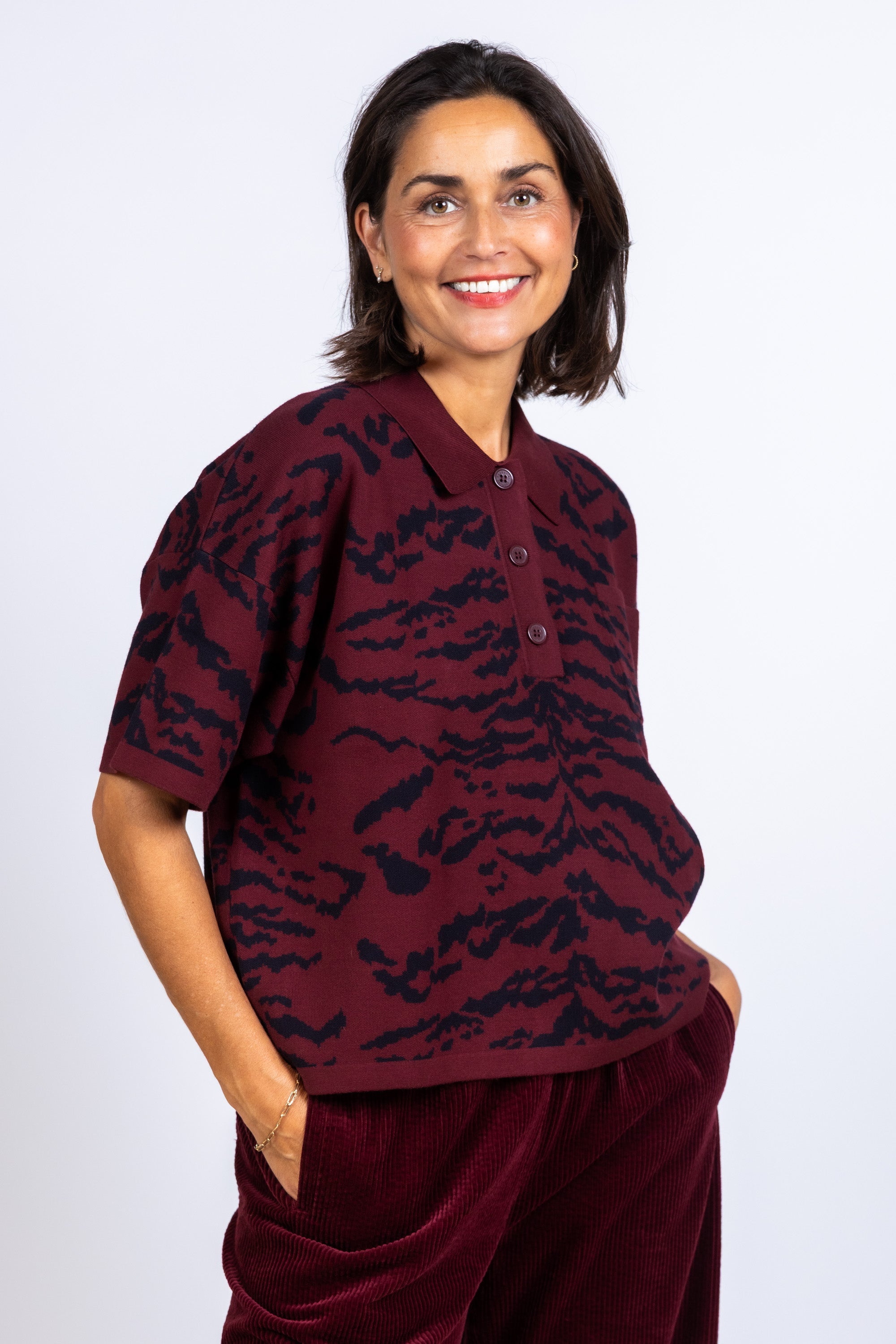 Trui met print - Burgundy