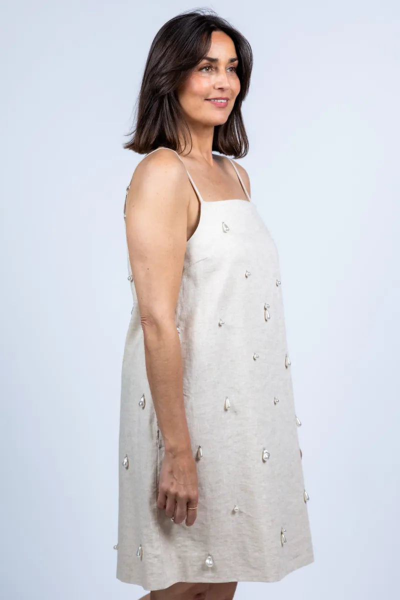CPH MUSE CPH MUSE 208154 melan dres CPH MUSE 208154 melan dres Jurk met spaghettibandjes - Beige