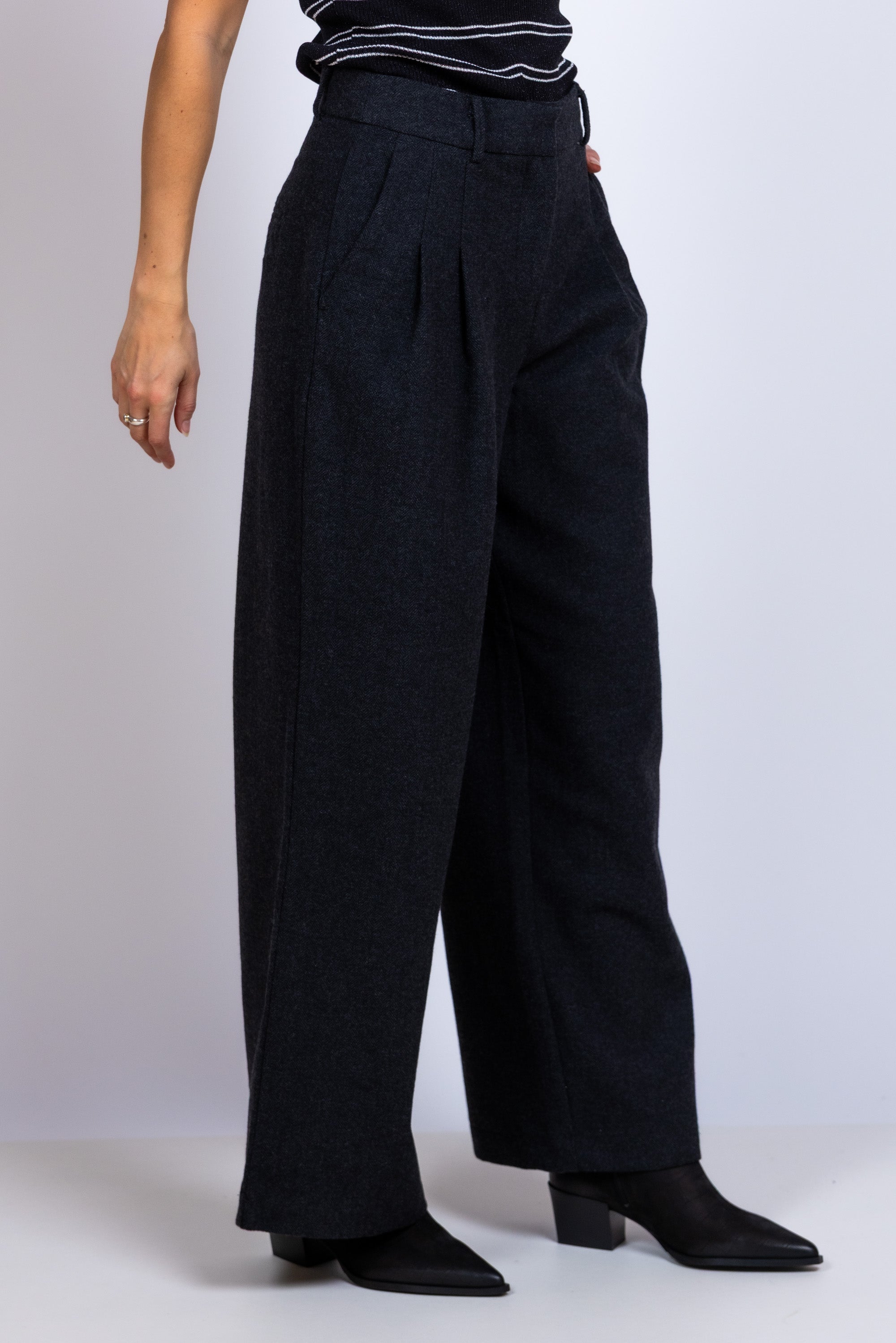 Wijde broek - Black denim
