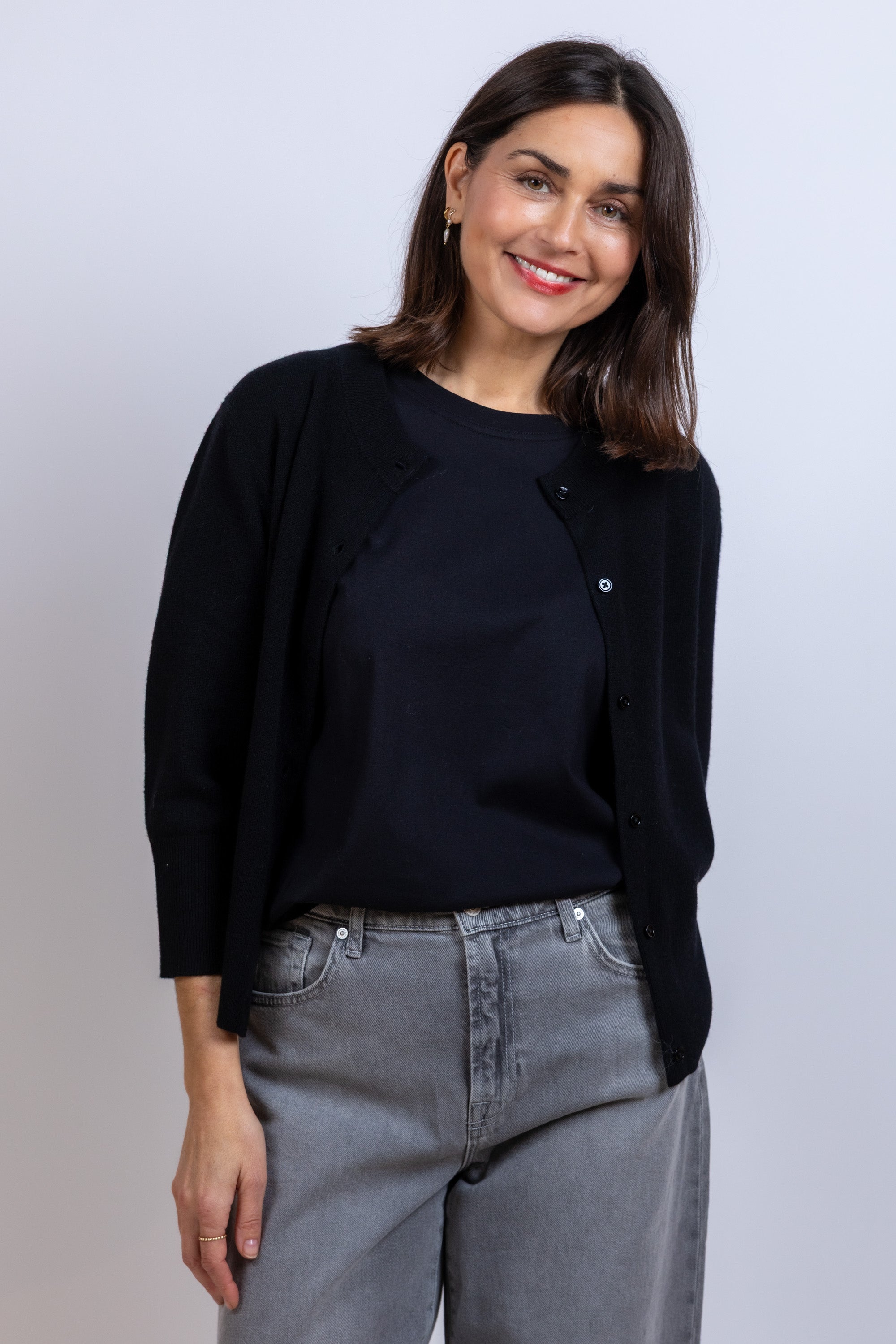 Vest met knopen - Zwart