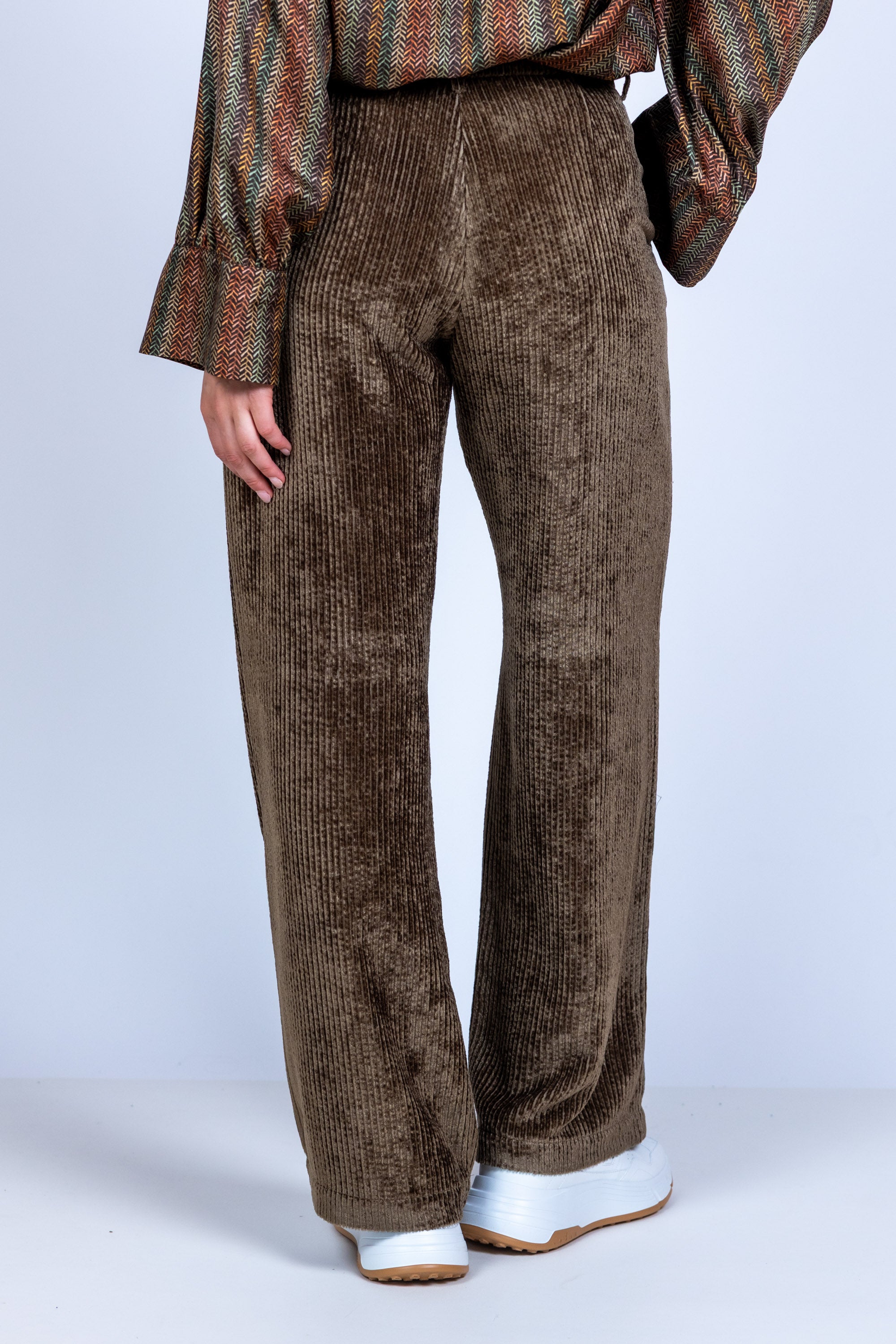 Broek met wijd model - Khaki