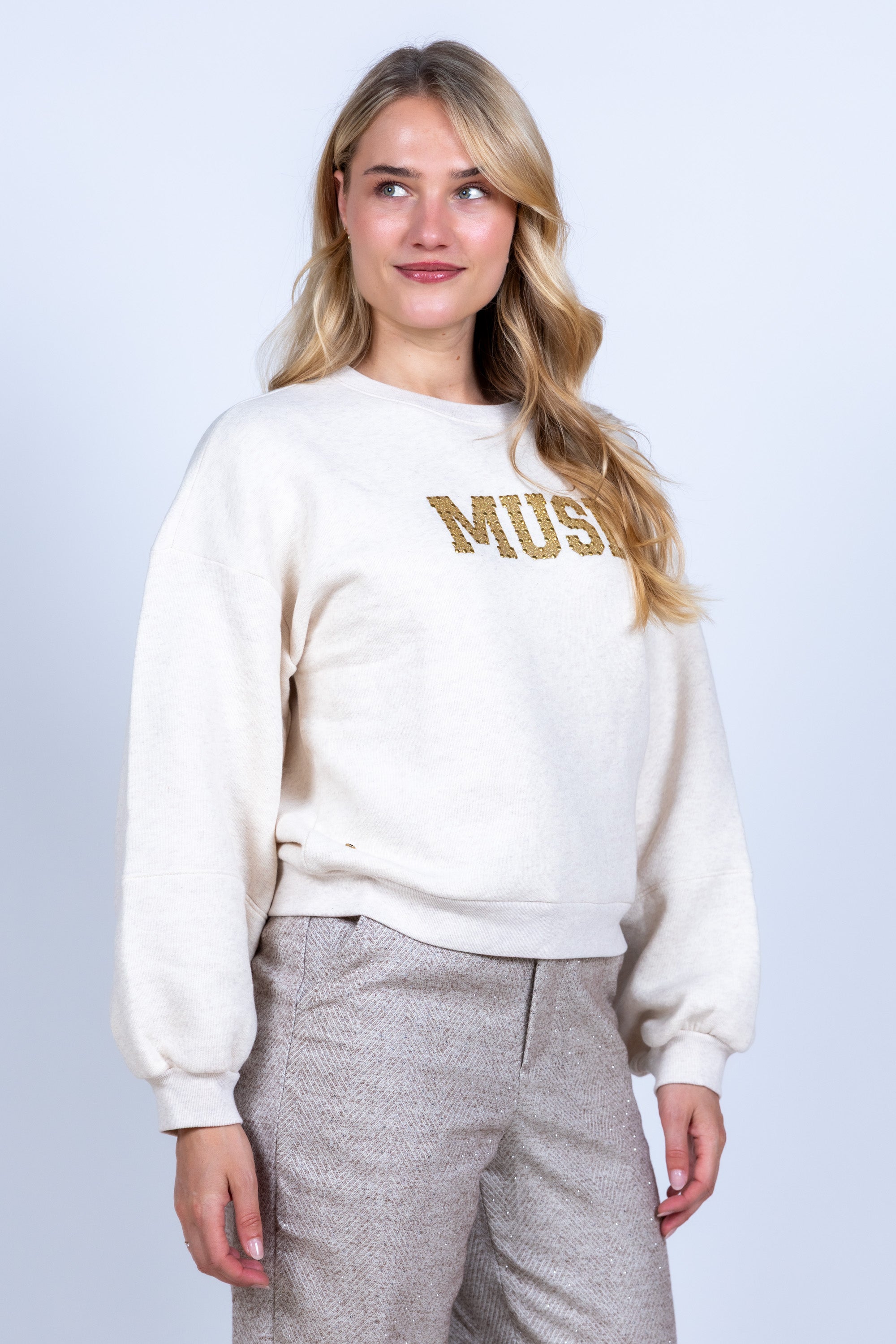Trui met print - Champagne