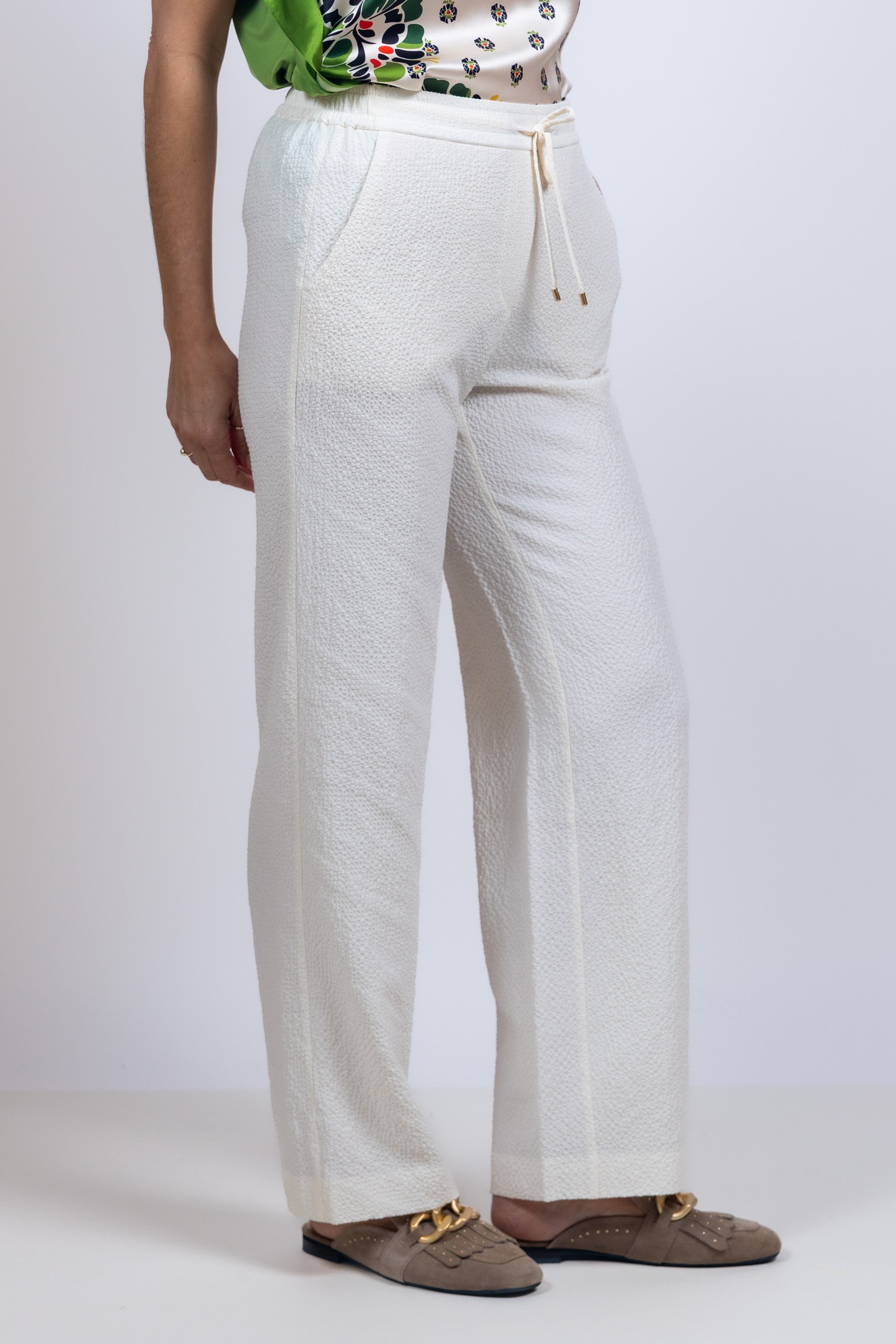 Broek met rechte pijpen - Ecru