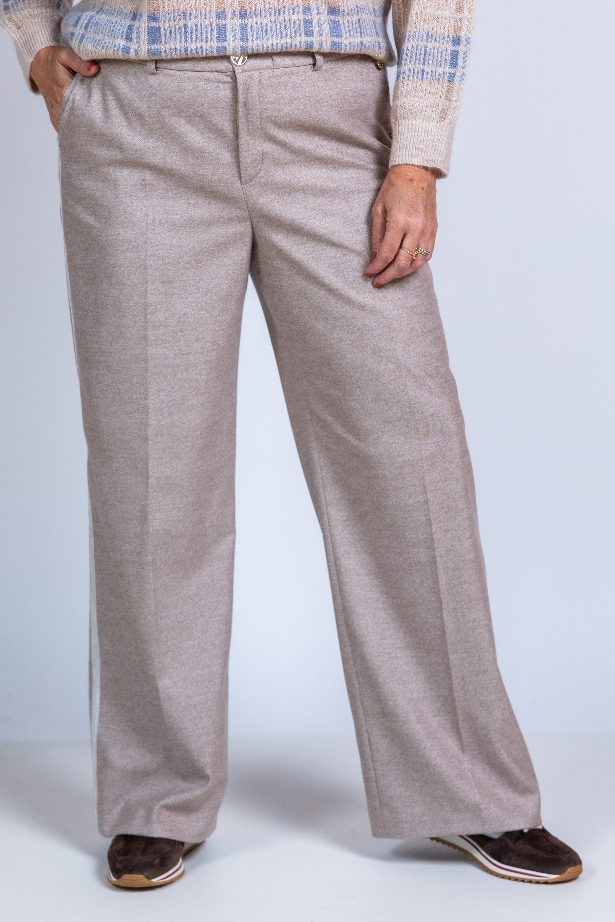 Wijde pantalon - Licht taupe