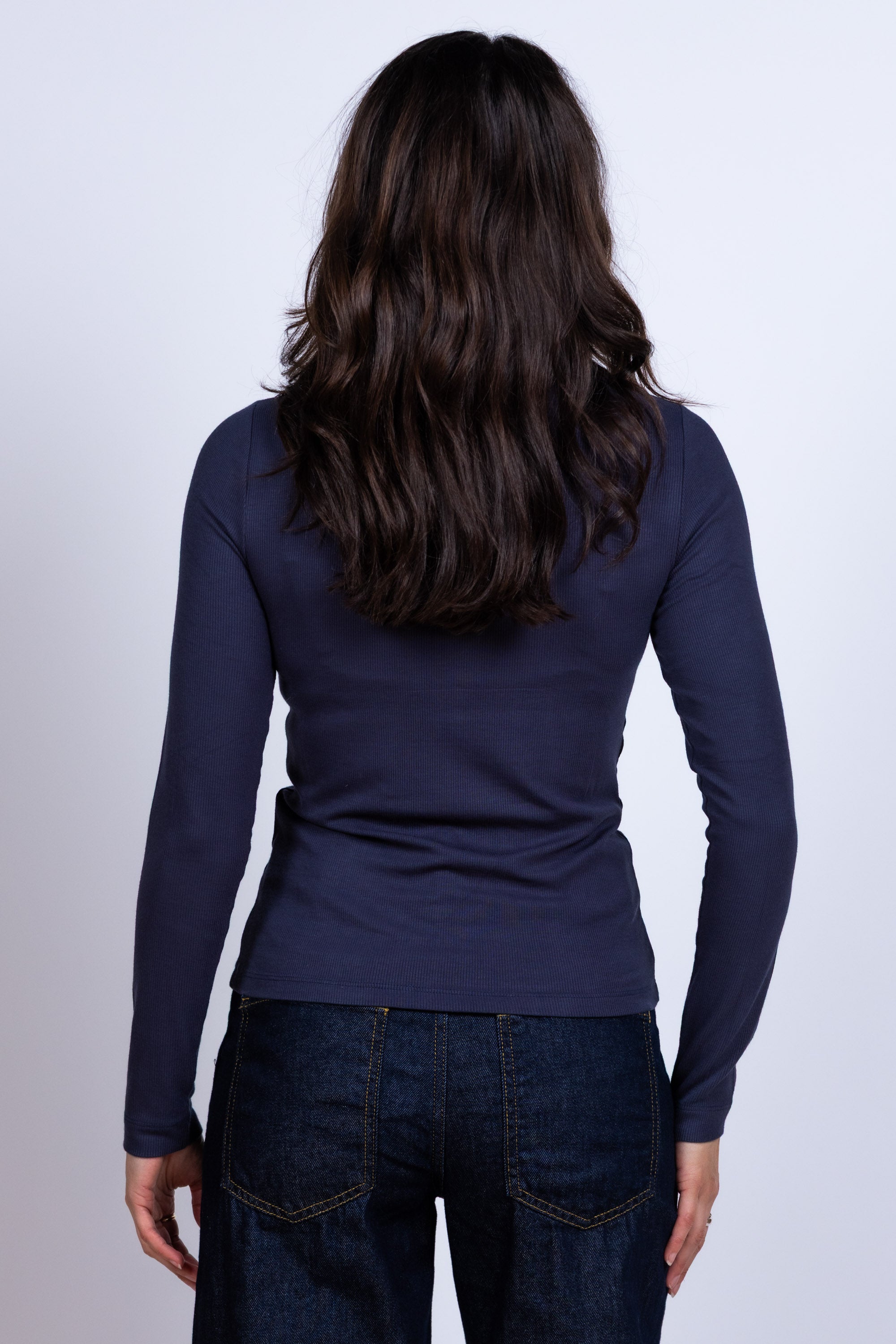 Shirt met halve rits - Marine