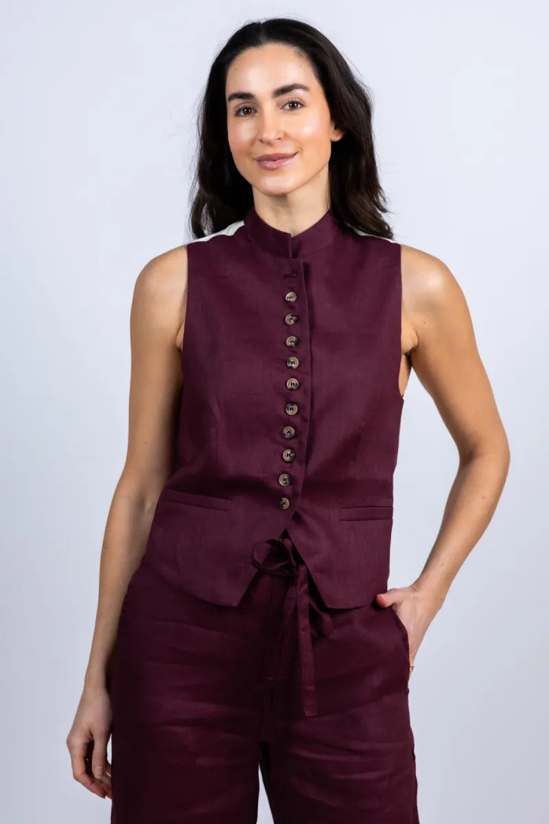 JC SOPHIE JC SOPHIE LINNEA Gilet met knopen - Burgundy