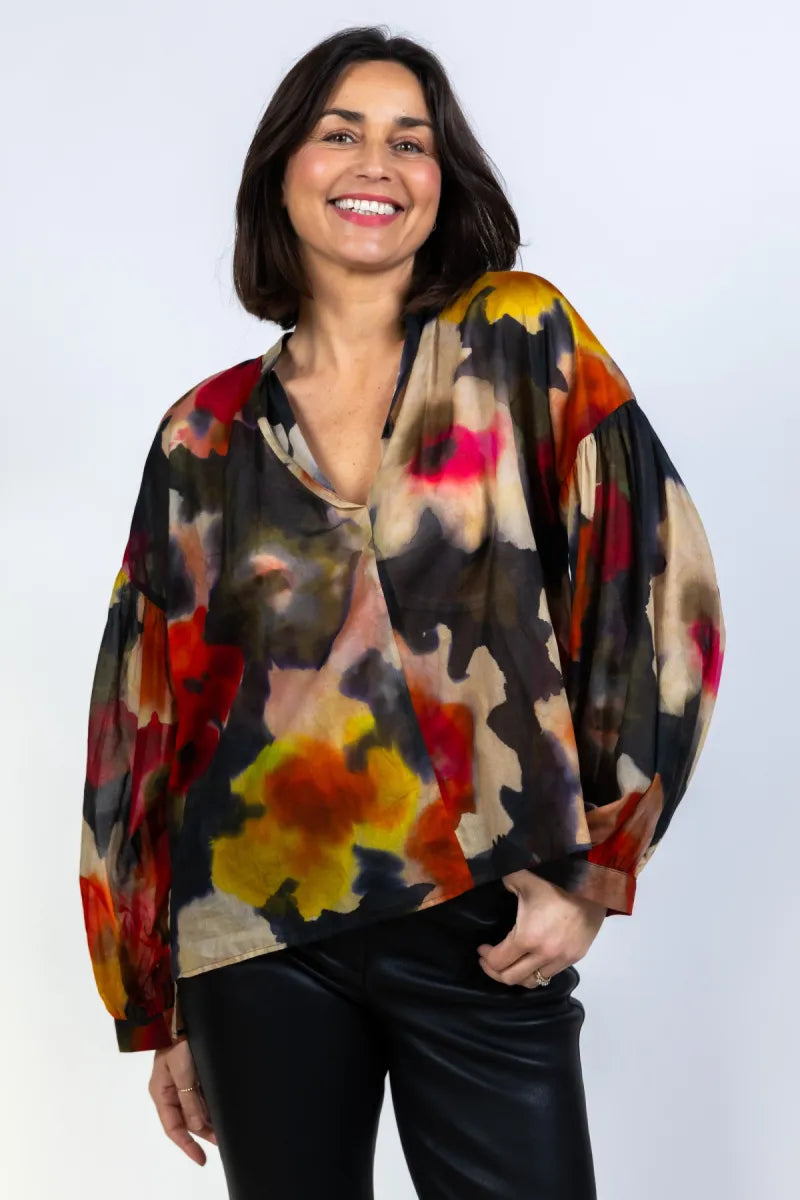 MOMONI Blouse met print - Olijfgroen