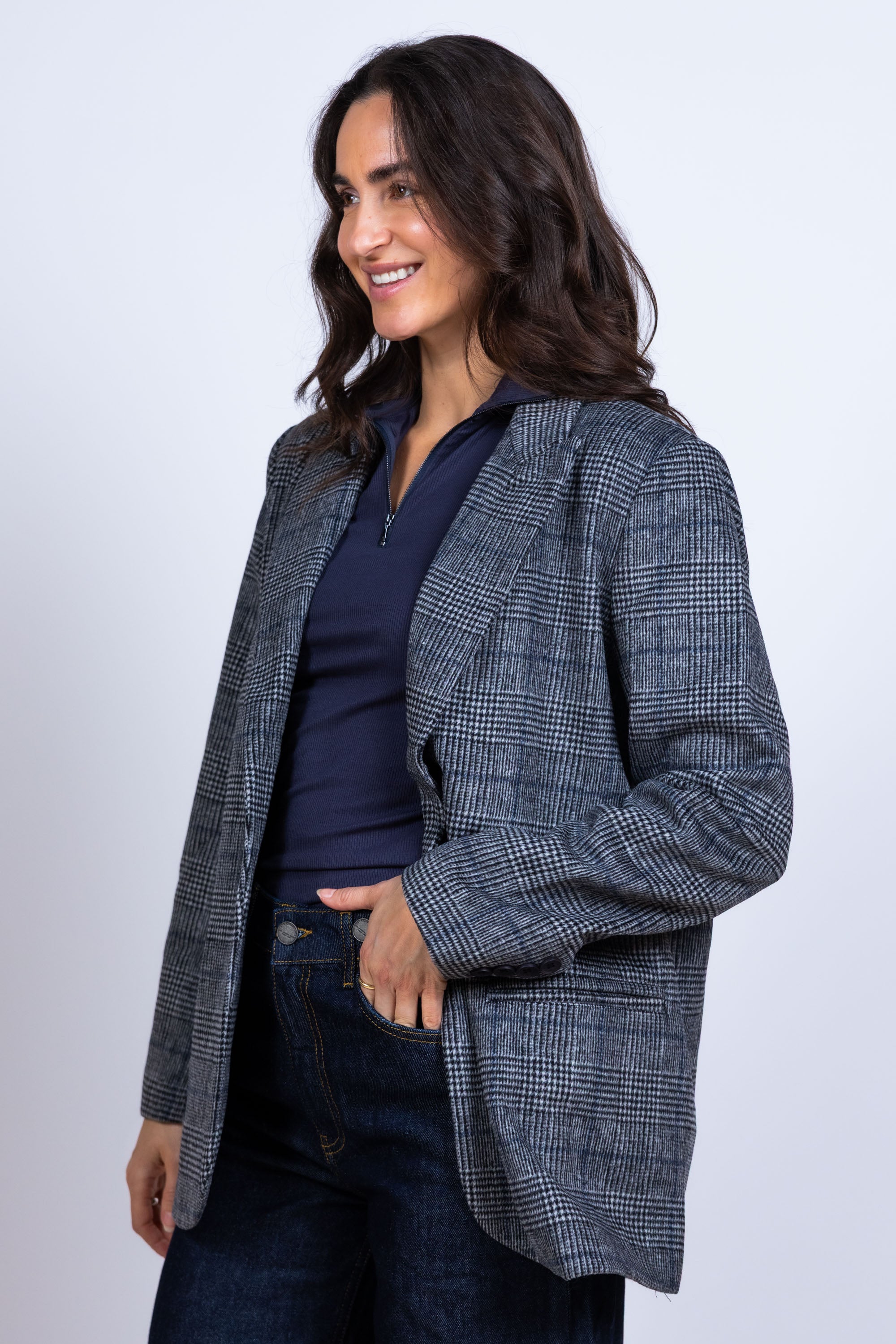 Blazer met ruit - Marine