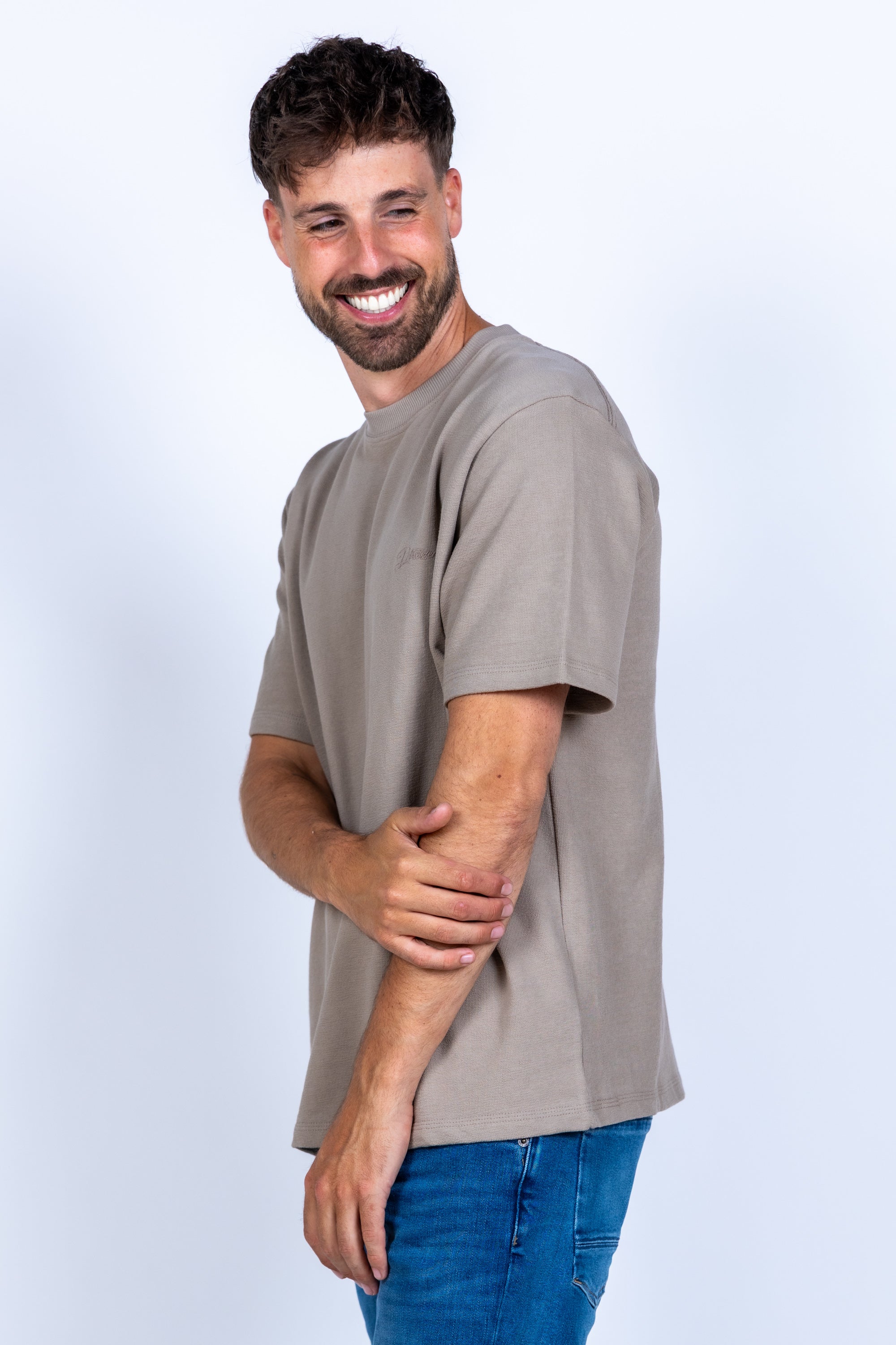 T-shirt met ronde hals - Taupe