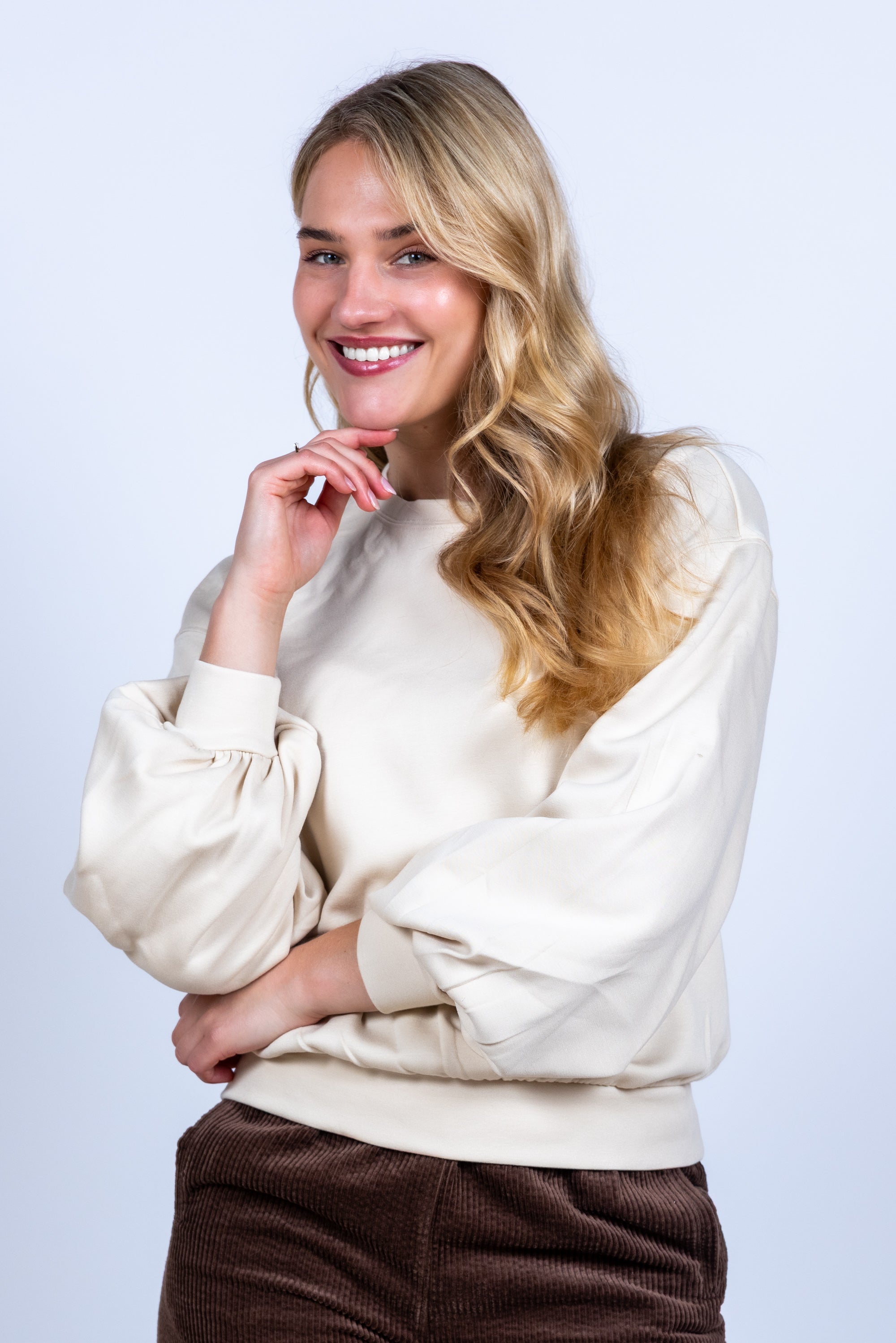 Trui met ballonmouw - Beige