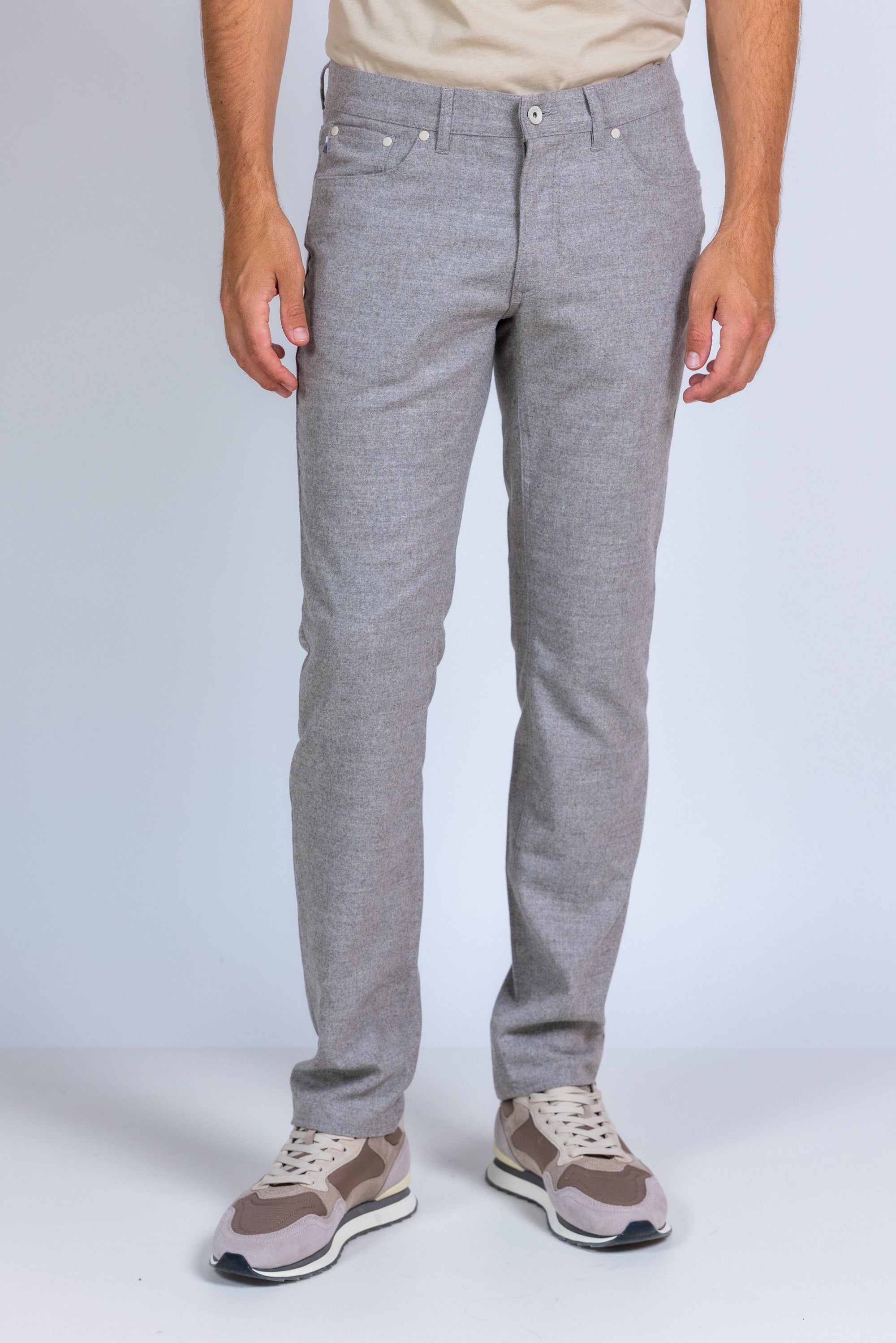 Broek met rits en knoop - Licht taupe