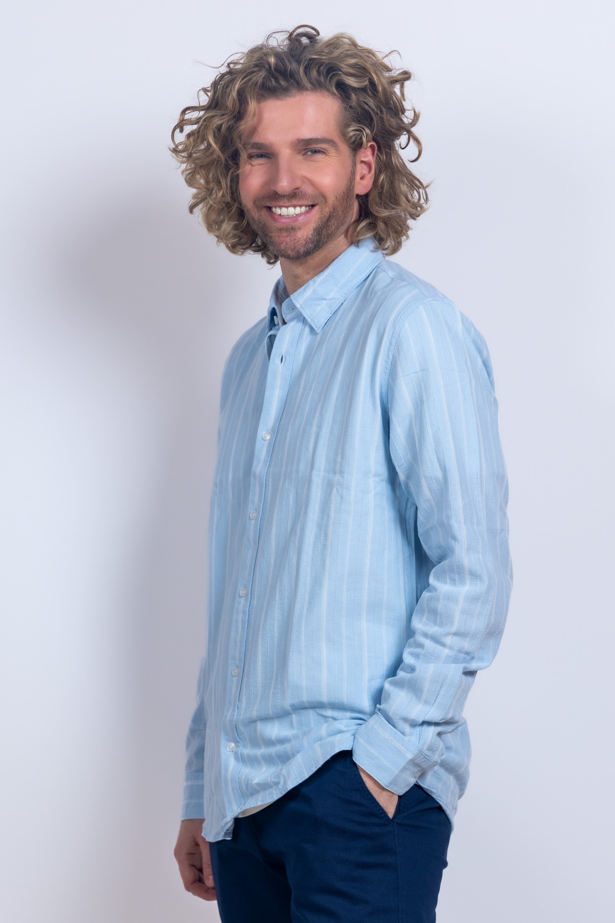 Overhemd met strepen - Bleu