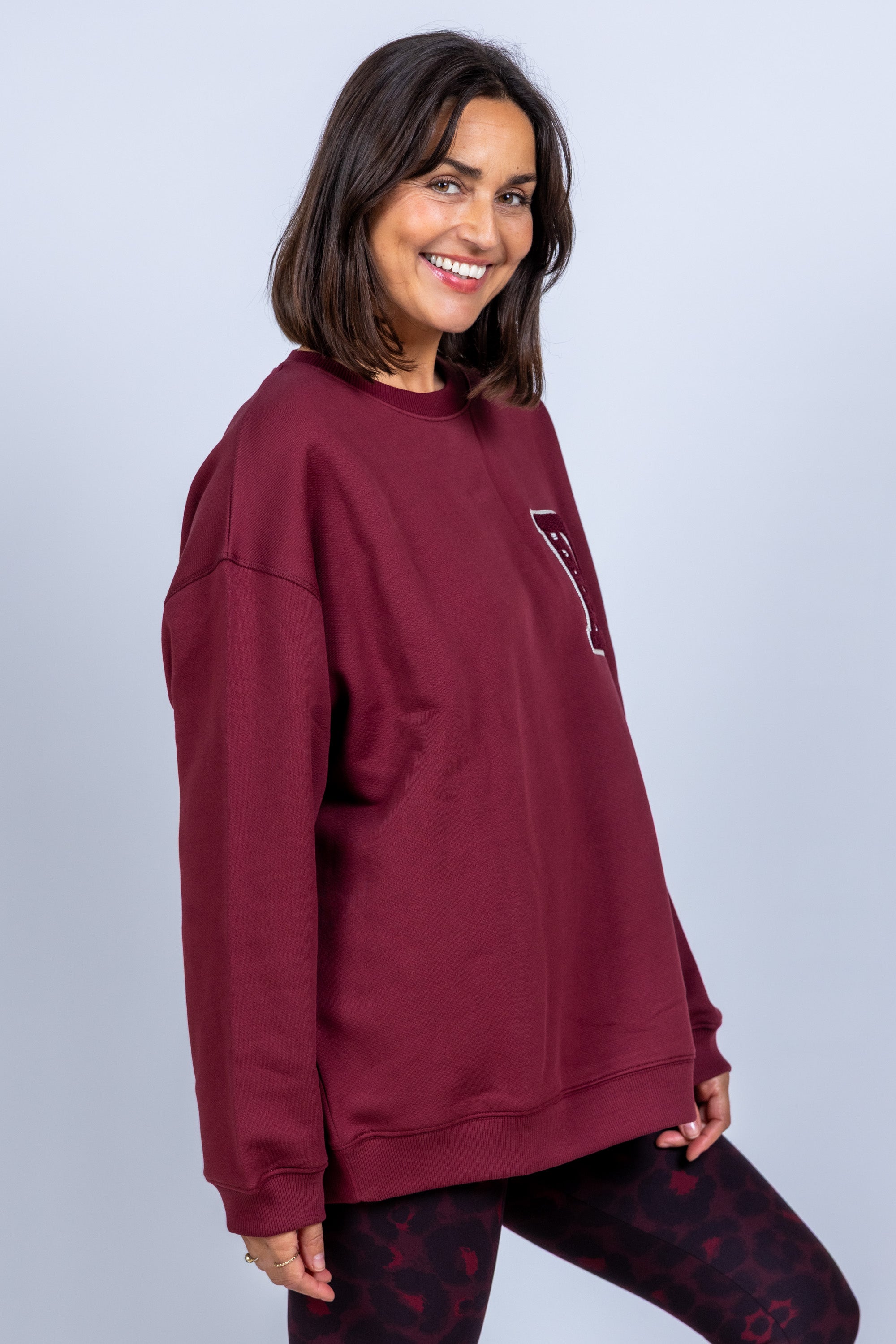 Sweater met print - Donkerbordeaux