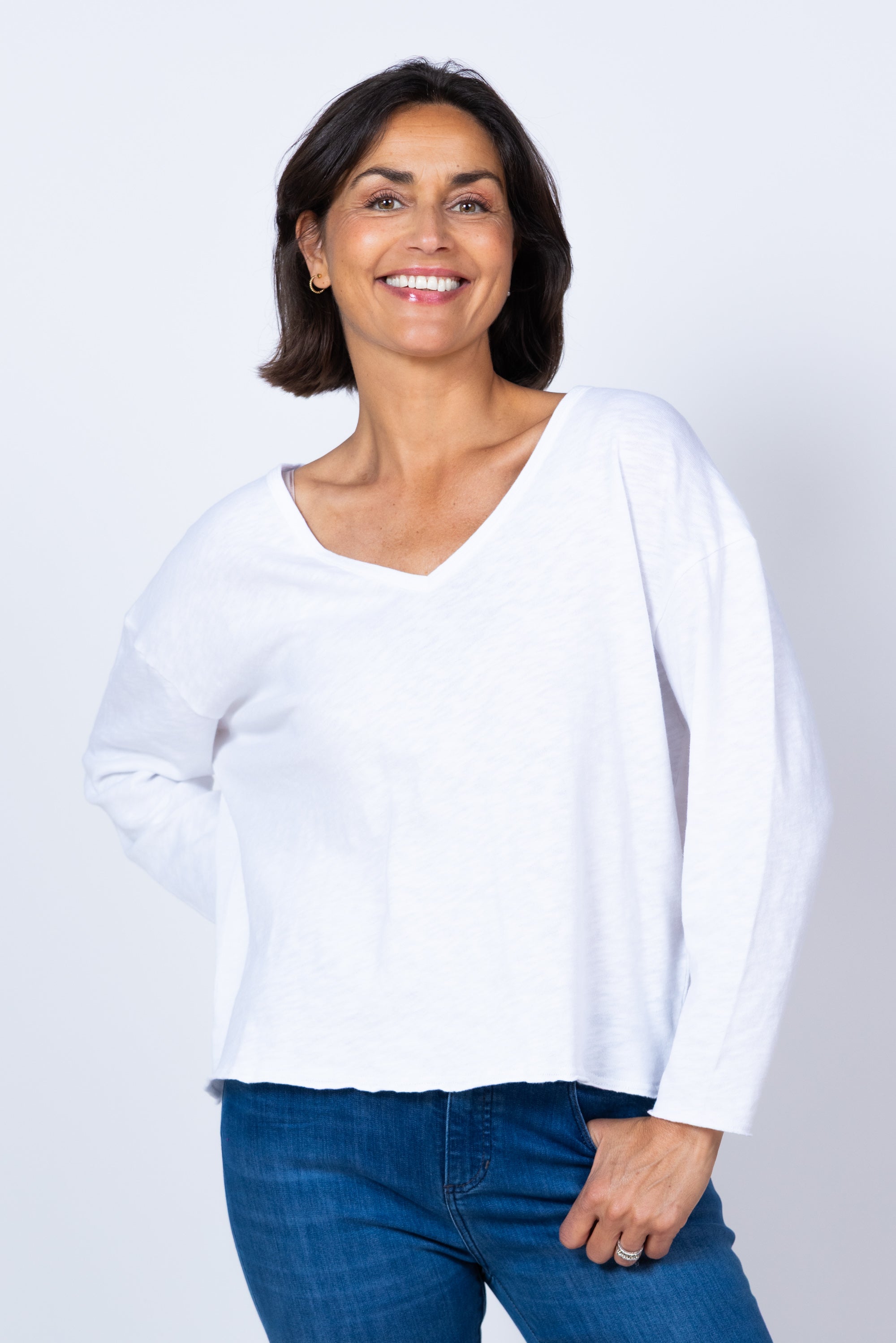 T-shirt met boothals - Wit