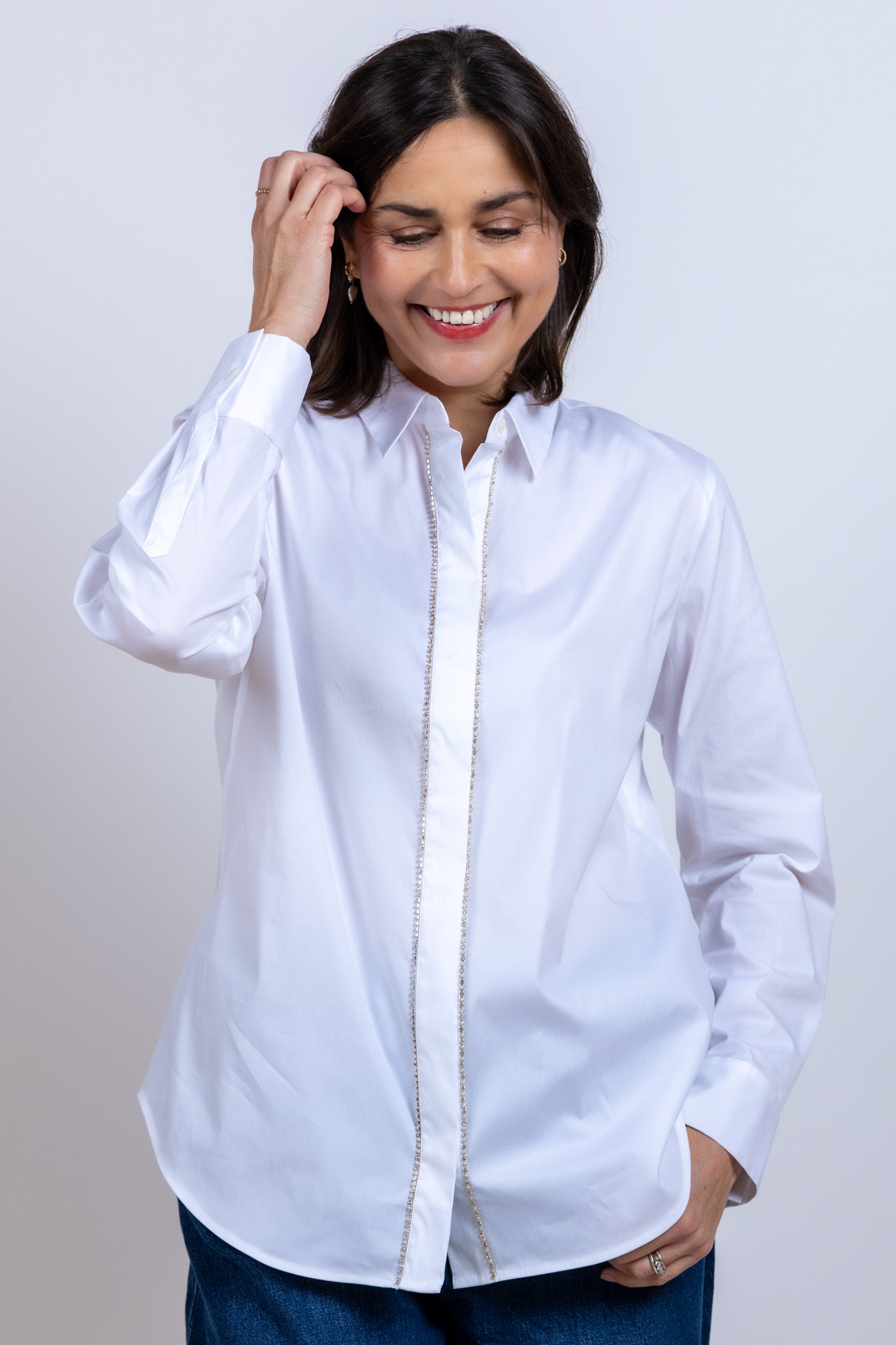 Blouse met kraaltjes - Wit