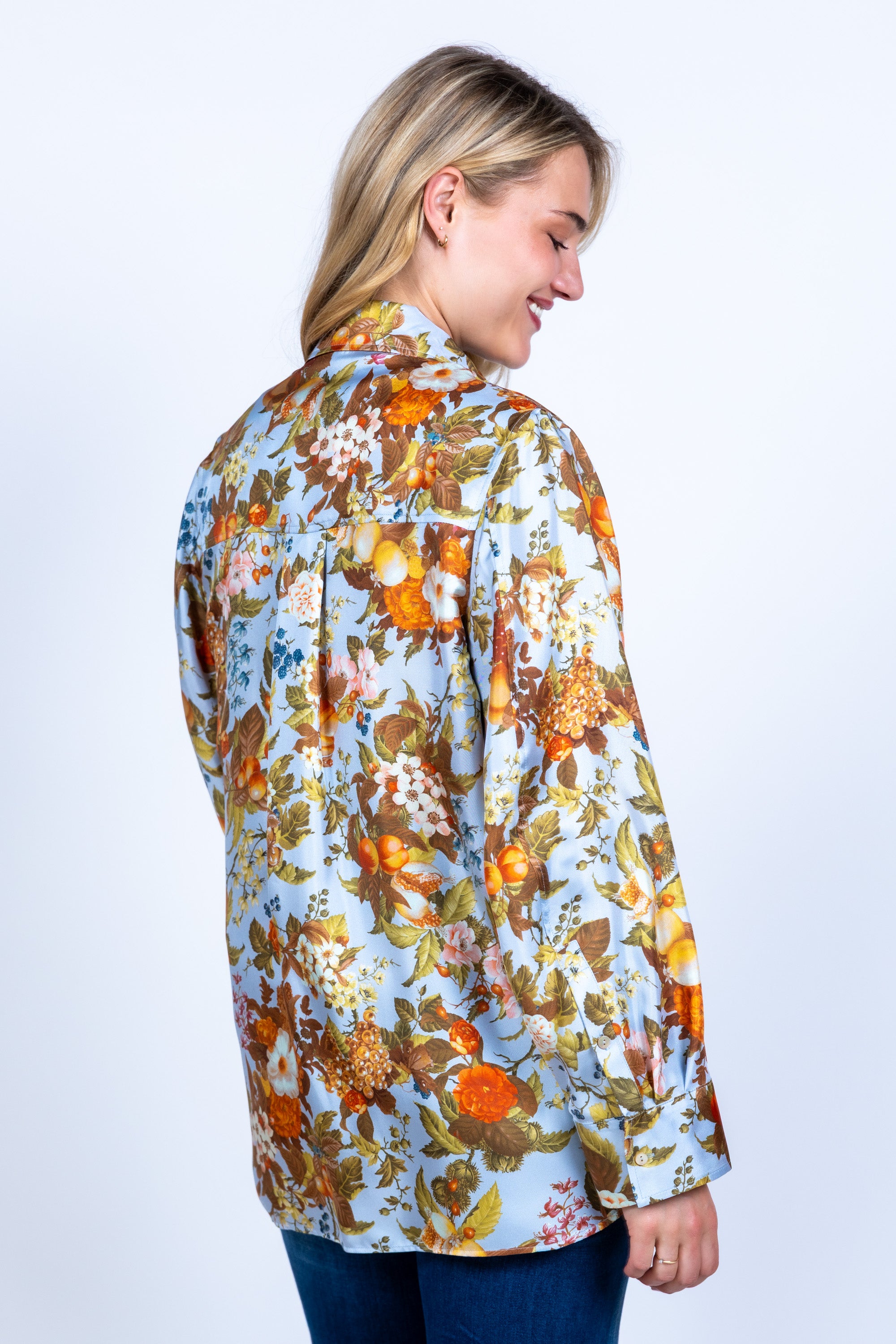 Blouse met bloemenprint - Bleu