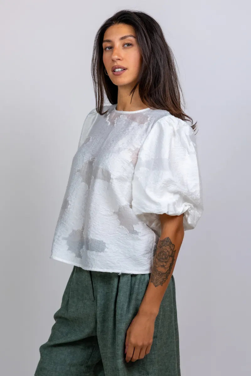 MOSS CPH Blouse met pofmouwen - Ecru