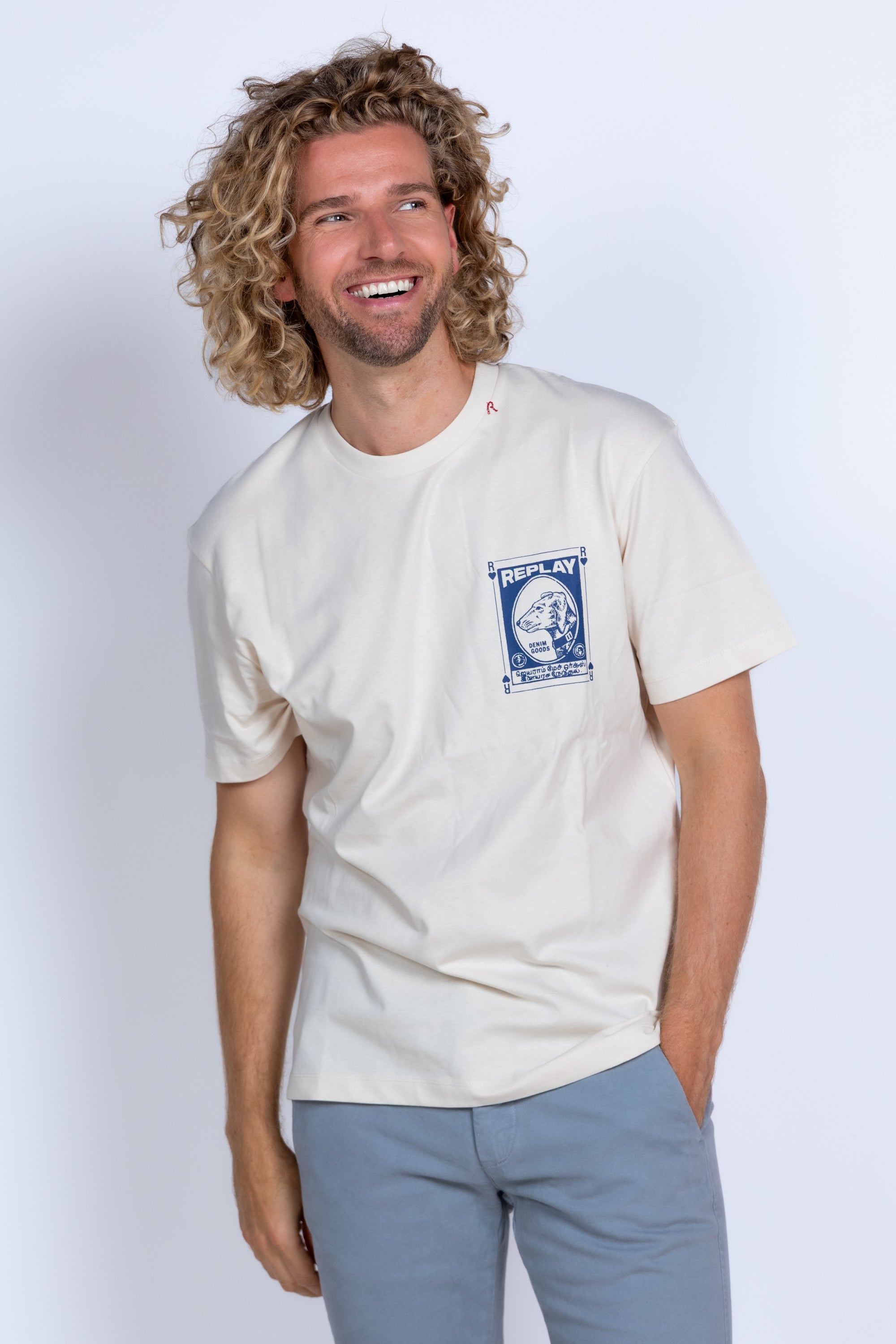 T-shirt met print - Ecru