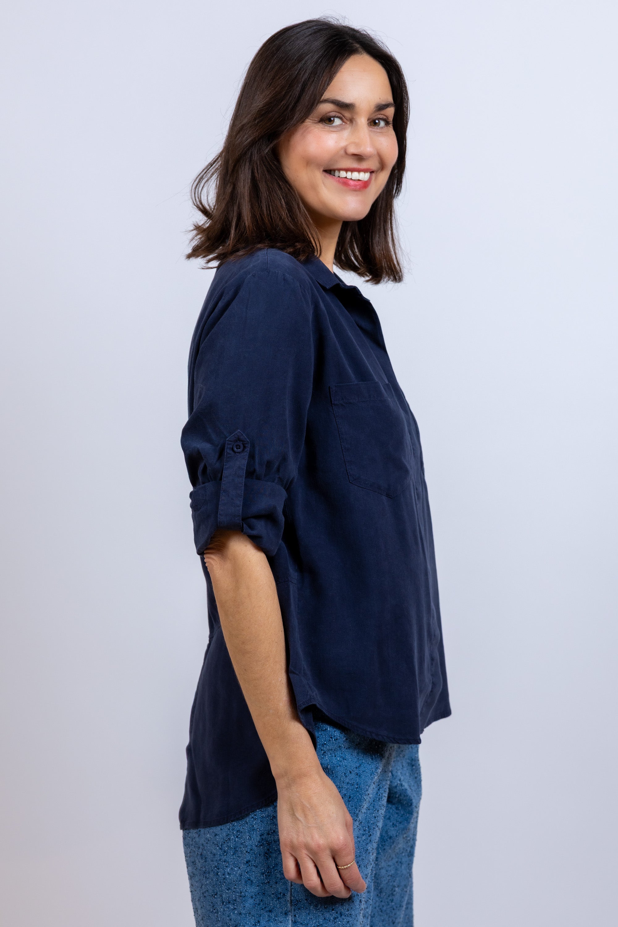 Blouse met zakken - Marine