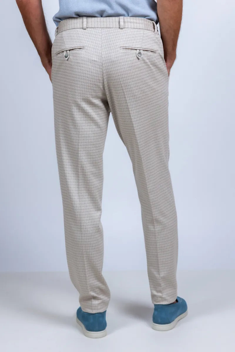 ZUITABLE ZUITABLE Spartaflex-261655 Broek met ruitdessin - Beige