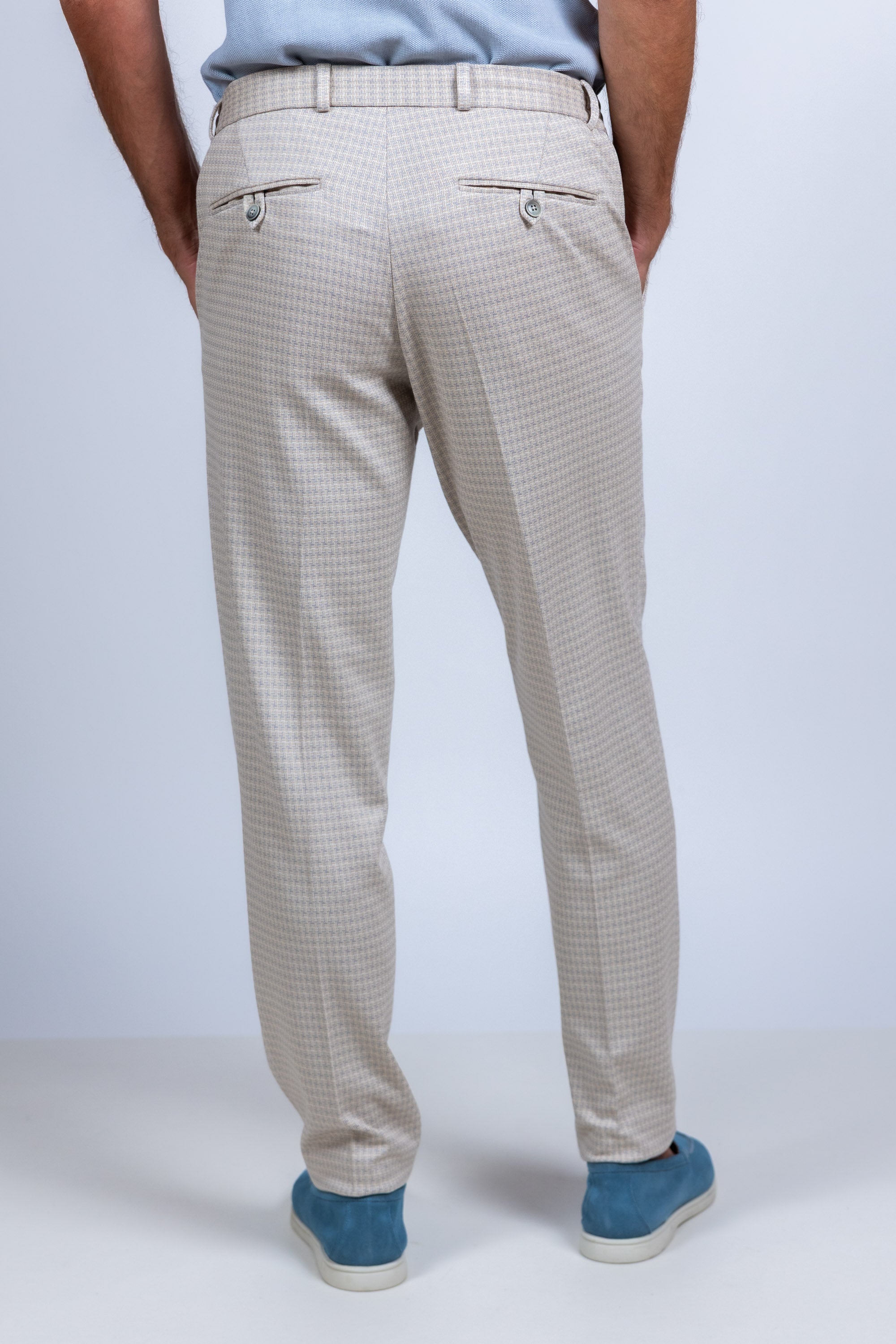 Broek met ruitdessin - Beige