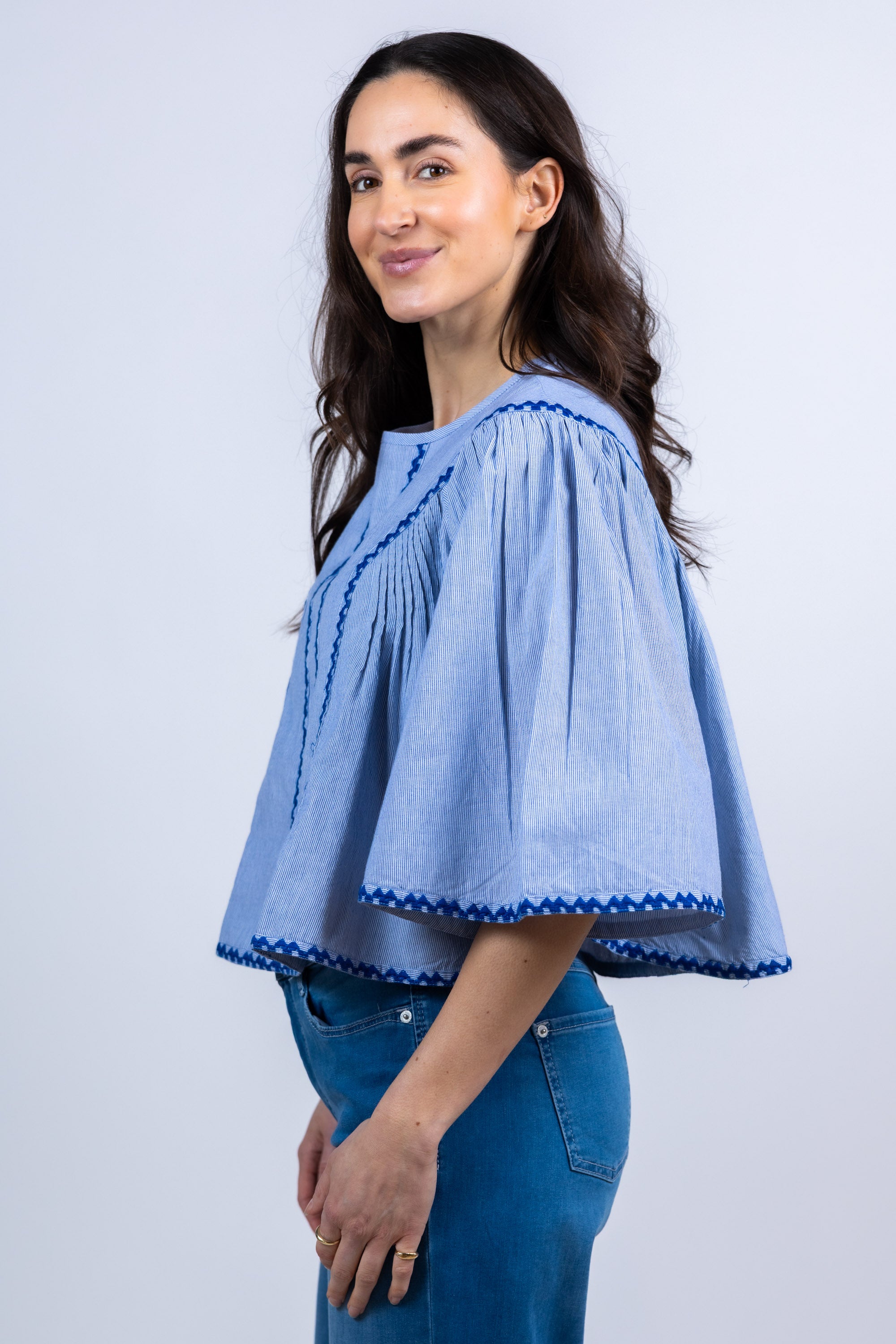Blouse met borduursel - French blue